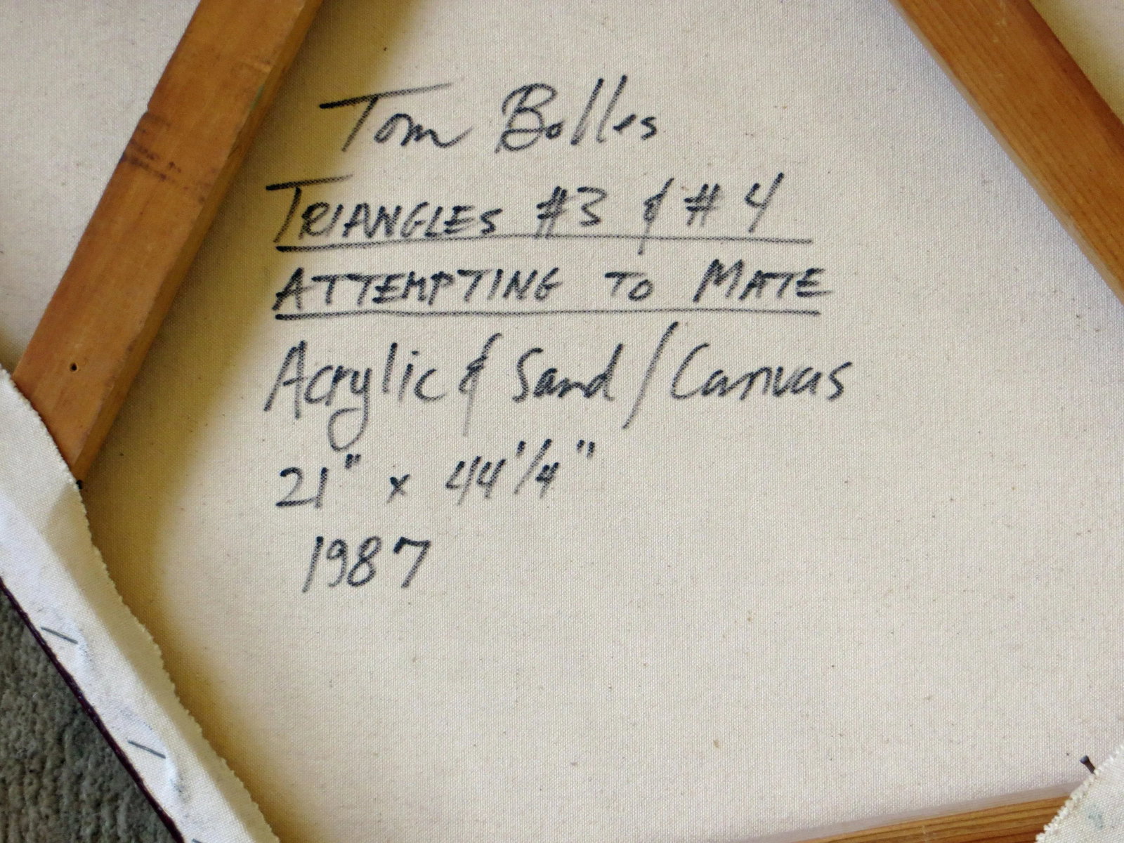 1980s Tom Bolles Abstract Mixed Media Painting, "Triangles #3 & #4 Attempting to Mate" - 4