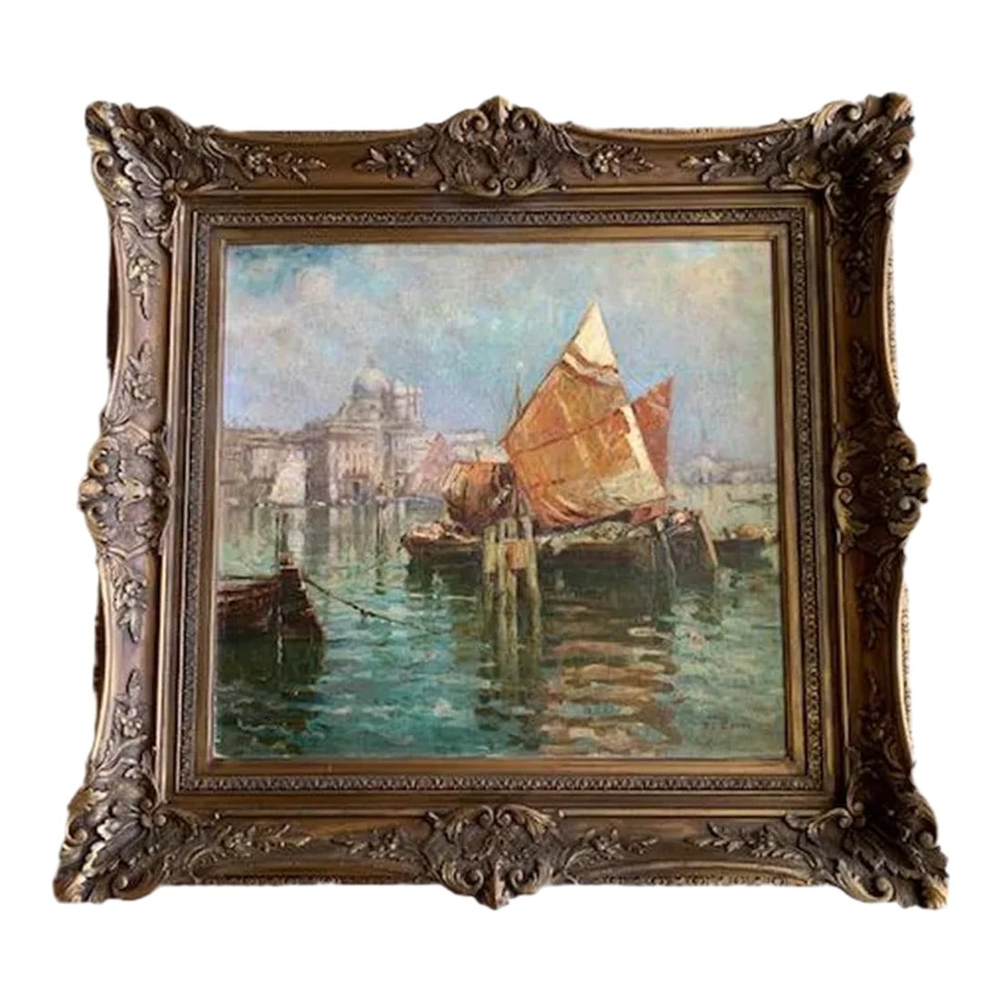 Early 20th Century "Saint Marks, Italy" Maritime Harbor Scene Oil Painting, Framed: Nicolo Decorsi , (1882-1956) This painting has brilliant colors and heavy impasto. A beautiful view of Venice. The frame and painting have been restored. Condition: Alterations: Restored