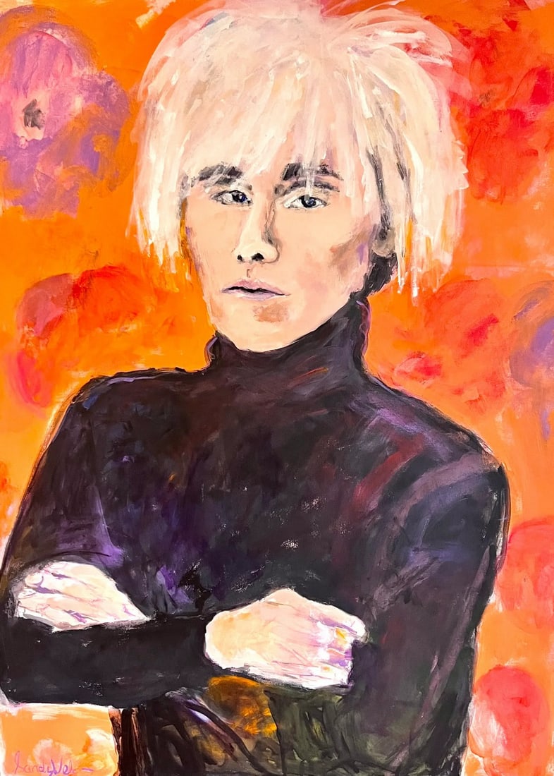 Andyyyyyy Contemporary Original Pop Art Portrait Painting by Sandy Welch: Andy My Man....This is almost a life size painting of him... looking exactly like he was...colorful and full of attitude...painterly too...If you are a fan of Andy (and who isn't) then this painting i