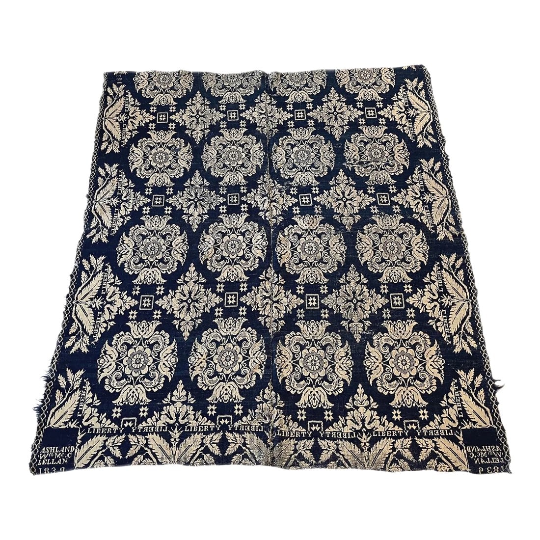 Antique Jacquard Woven Coverlet Liberty Ashland W McLellen 1839 (1 of 12)