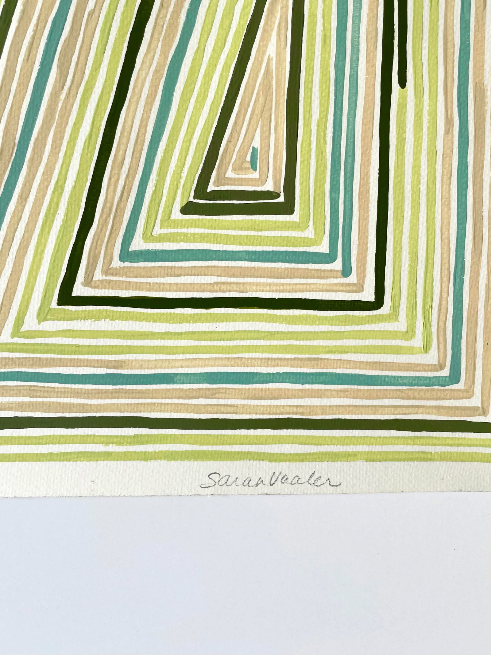 Abstract Geometric Painting With Parallel Lines and Upside-Down Triangle by Sarah Vaaler - 4