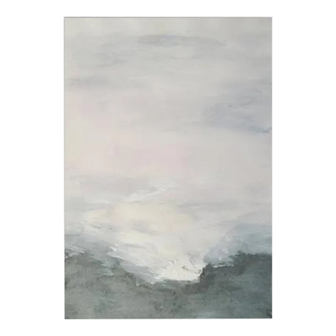 Winter Sky Original Abstract Landscape Original Painting by KR Moehr: WINTER SKY is an original art painting. Created with acrylics on paper, this is an abstract landscape. Colors of greys, white and very light pink flow throughout. A bit of applied impasto is on the