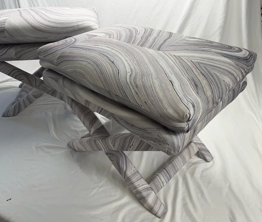 Pair of 1970's Ottomans in the Style of Billy Baldwin - 10