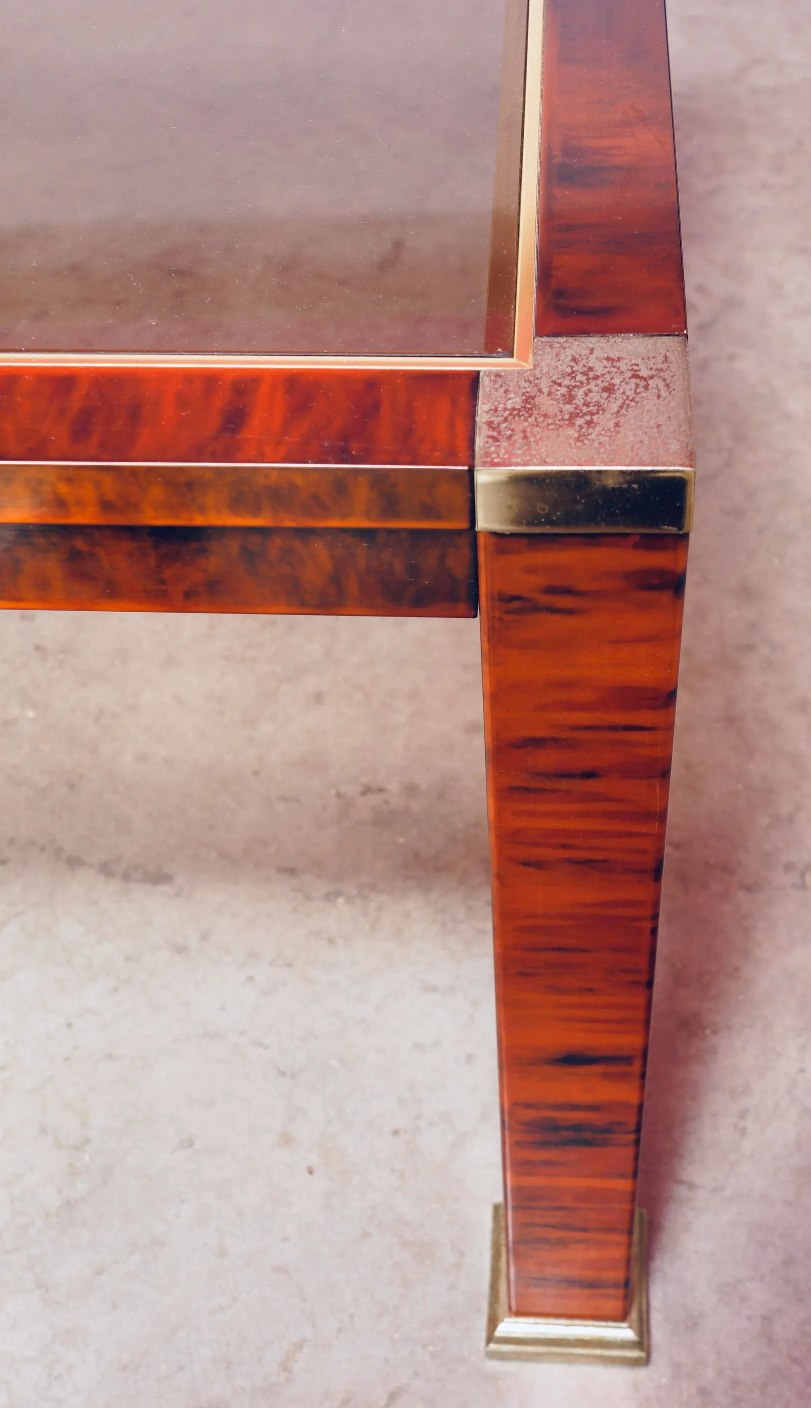 1970s Mid-Century Modern Faux Burl Wood and Glass Coffee Tables Set of 2 - 7