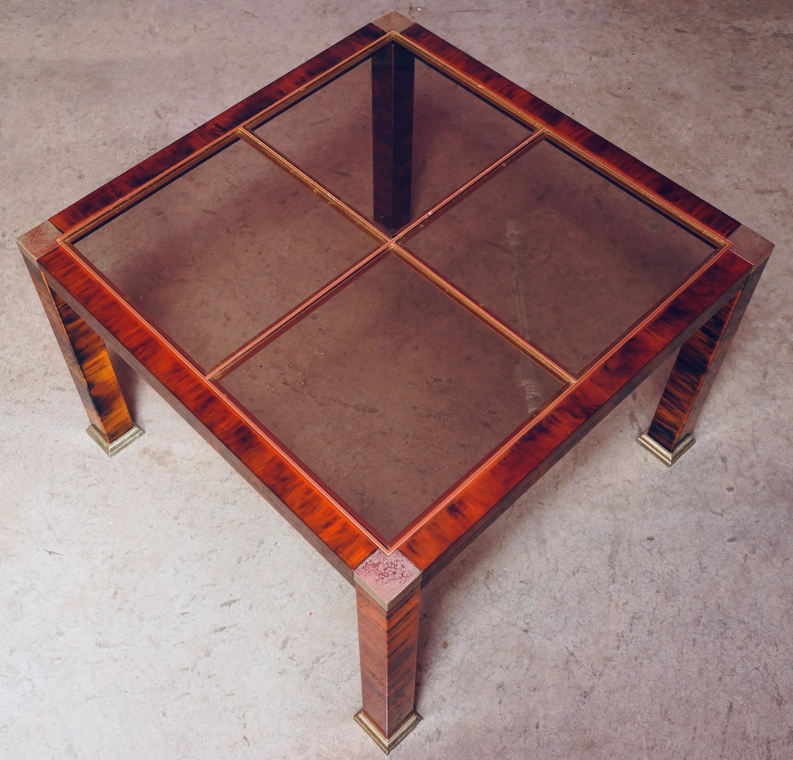 1970s Mid-Century Modern Faux Burl Wood and Glass Coffee Tables Set of 2 - 9
