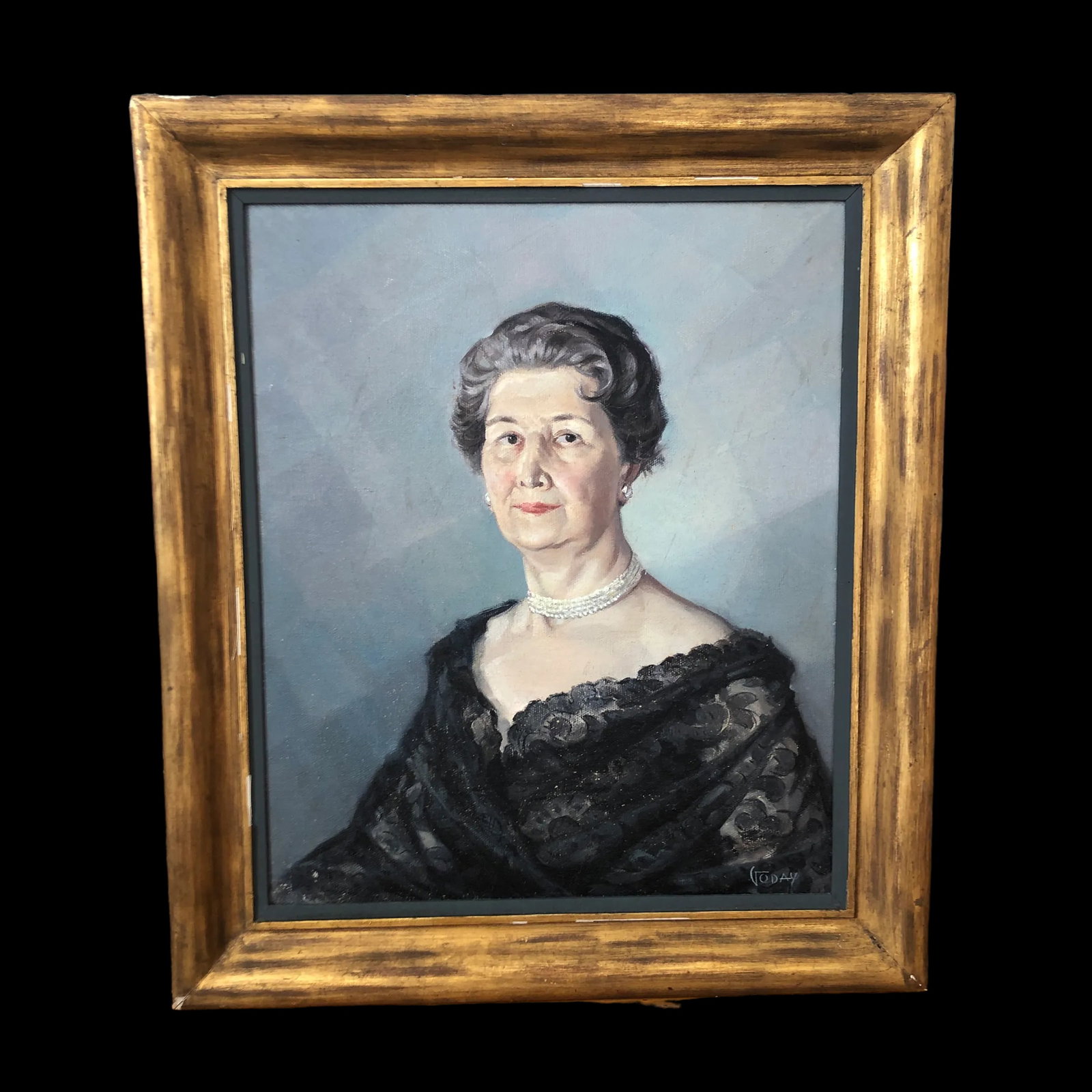 Vintage 1958 Portuguese Portrait Original Oil Painting of a Woman - 4