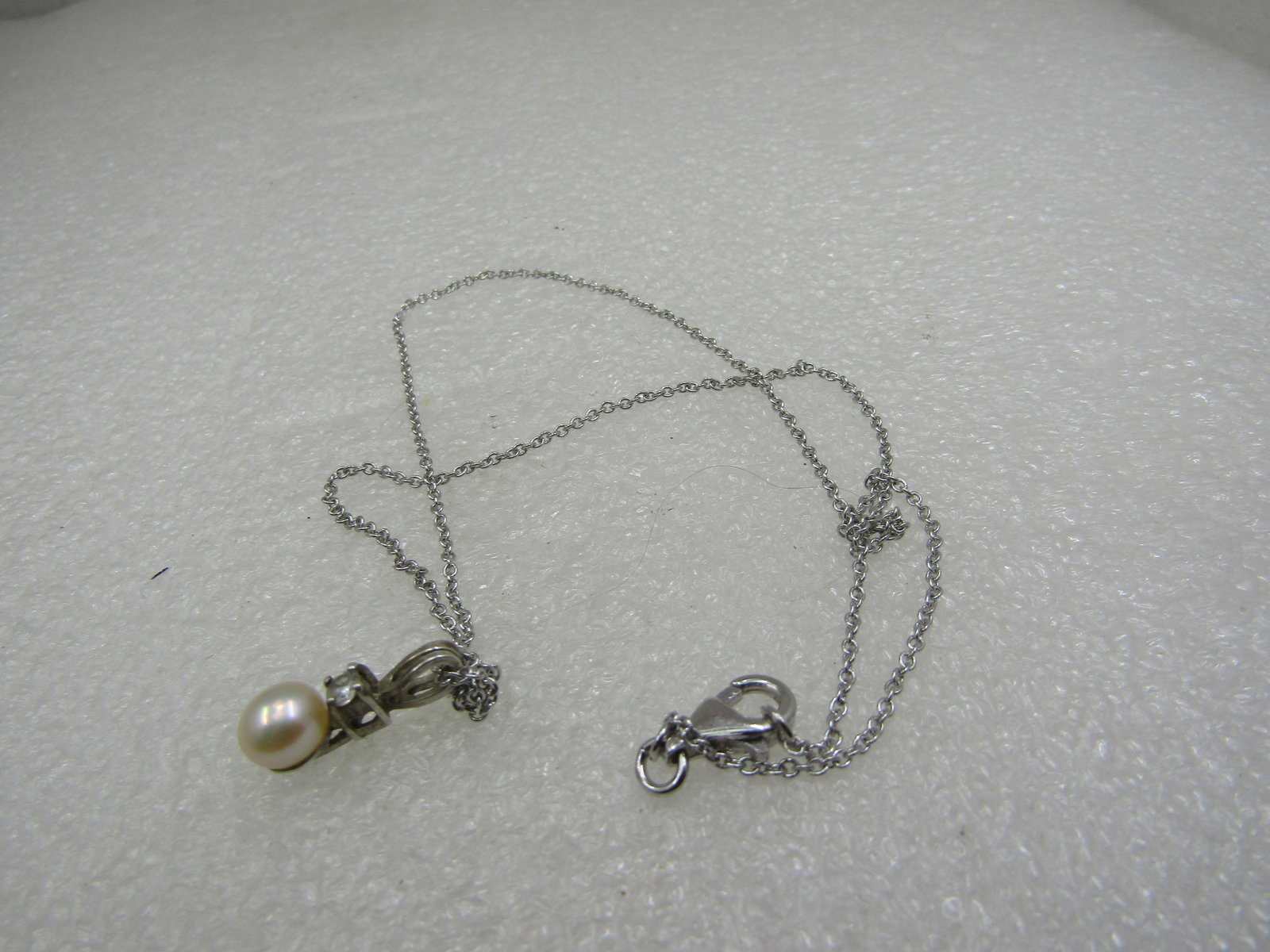 Vintage Sterling Avon Cultured Pearl Rhinestone Necklace, 18" - 7