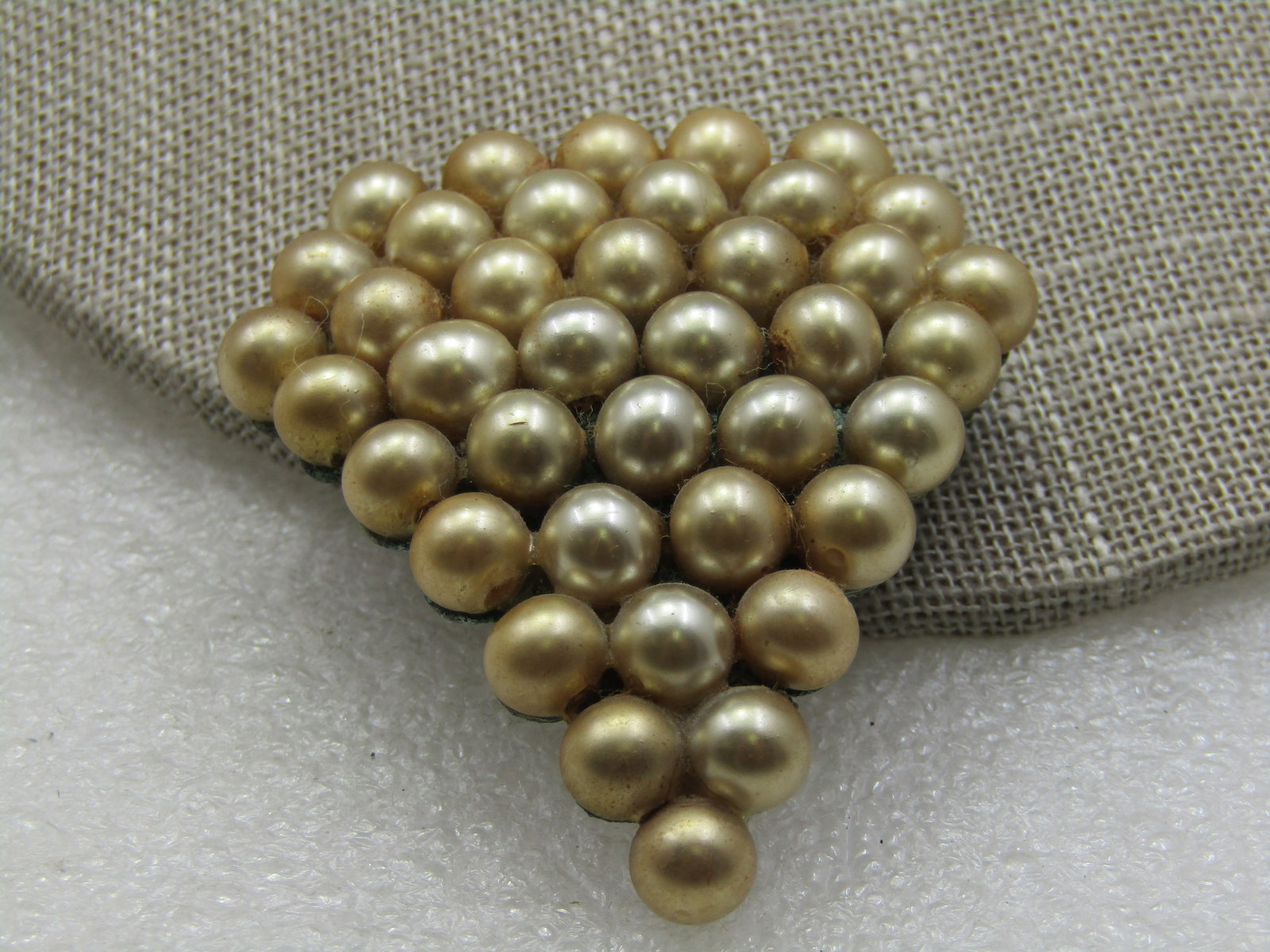1920's-1930's Faux Pearl Triangular Dress Clip, 2" - 2