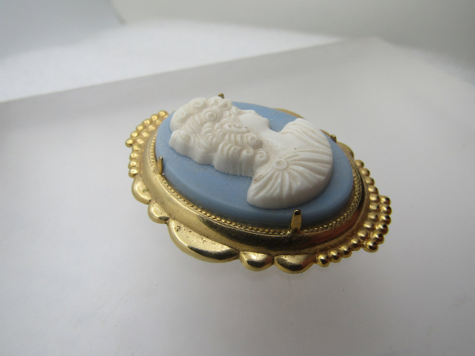 Vintage Faux Jasperware Cameo Brooch, 1960's-1970's - 3