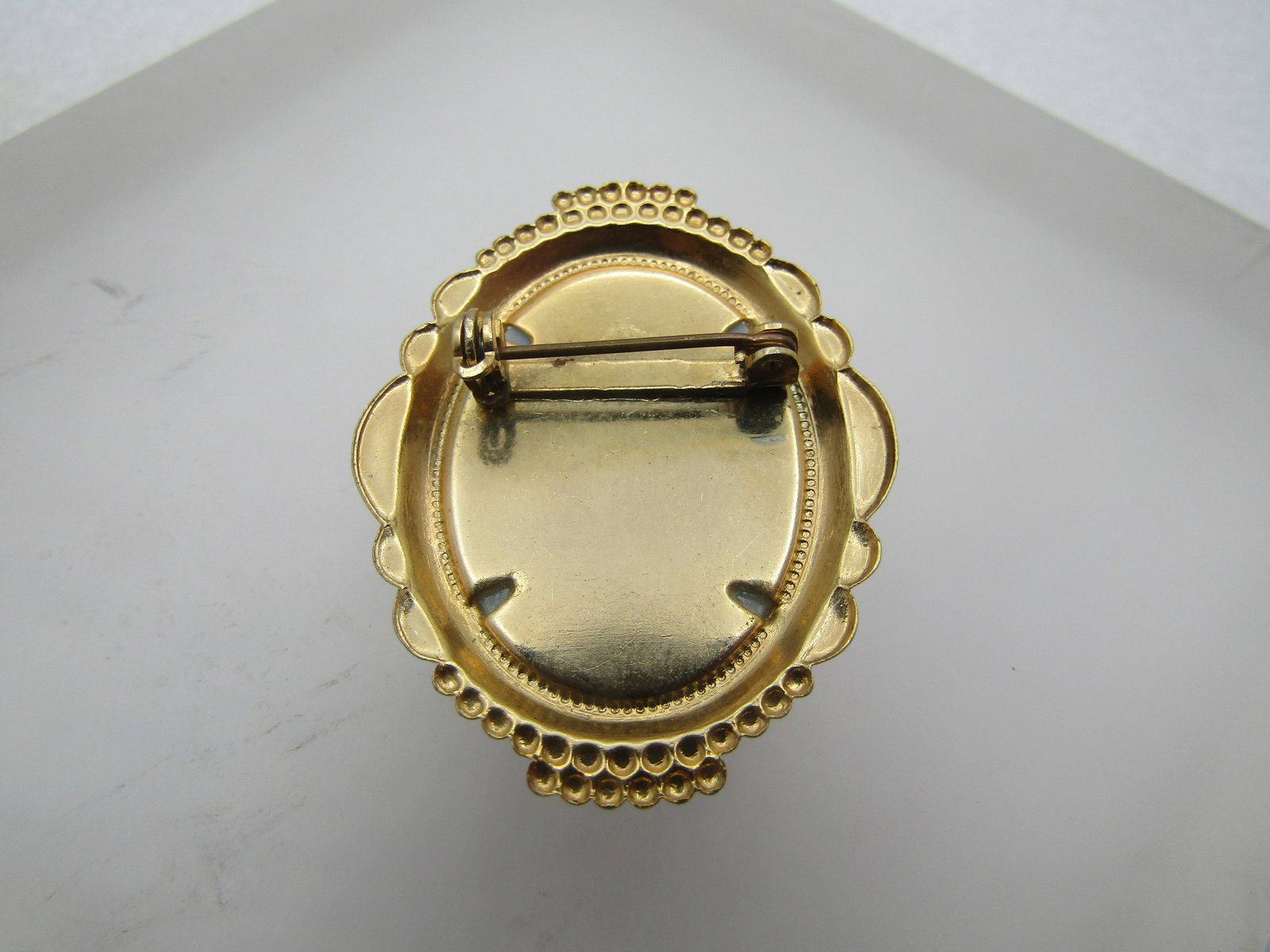 Vintage Faux Jasperware Cameo Brooch, 1960's-1970's - 4