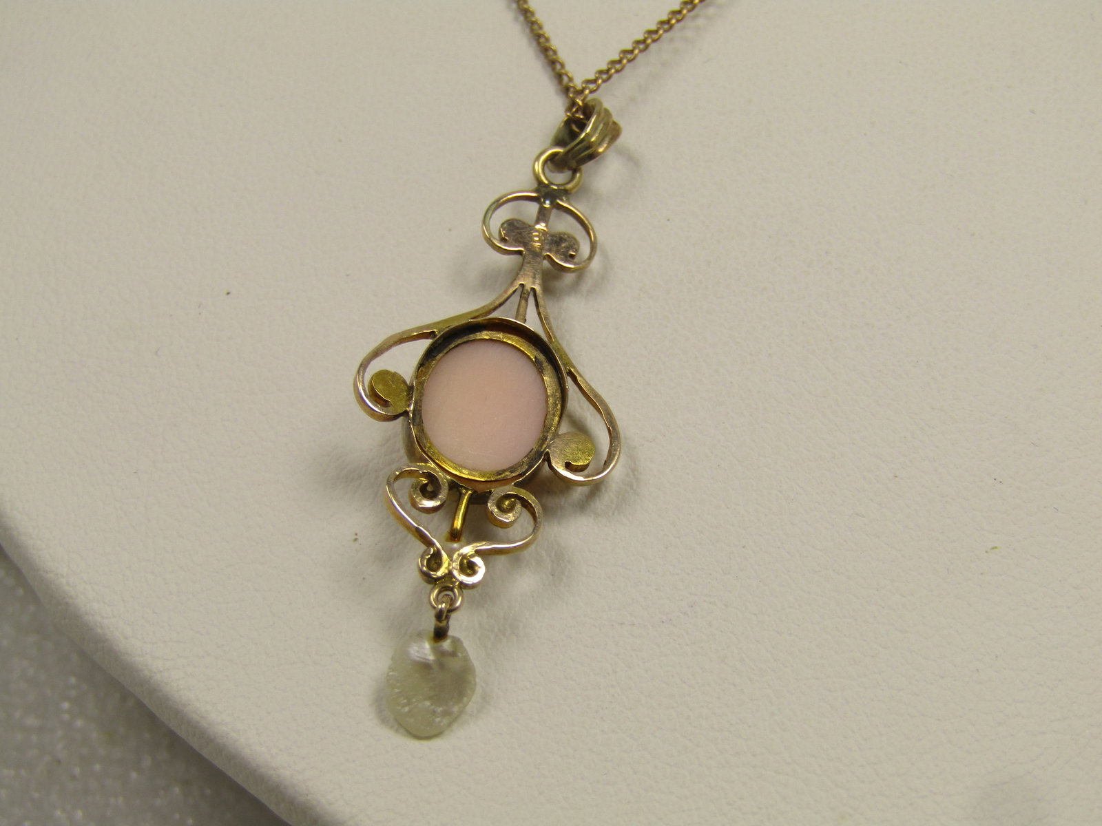 Vintage 10kt Cameo & Pearl Necklace, 18", 1940's-1950's - 6
