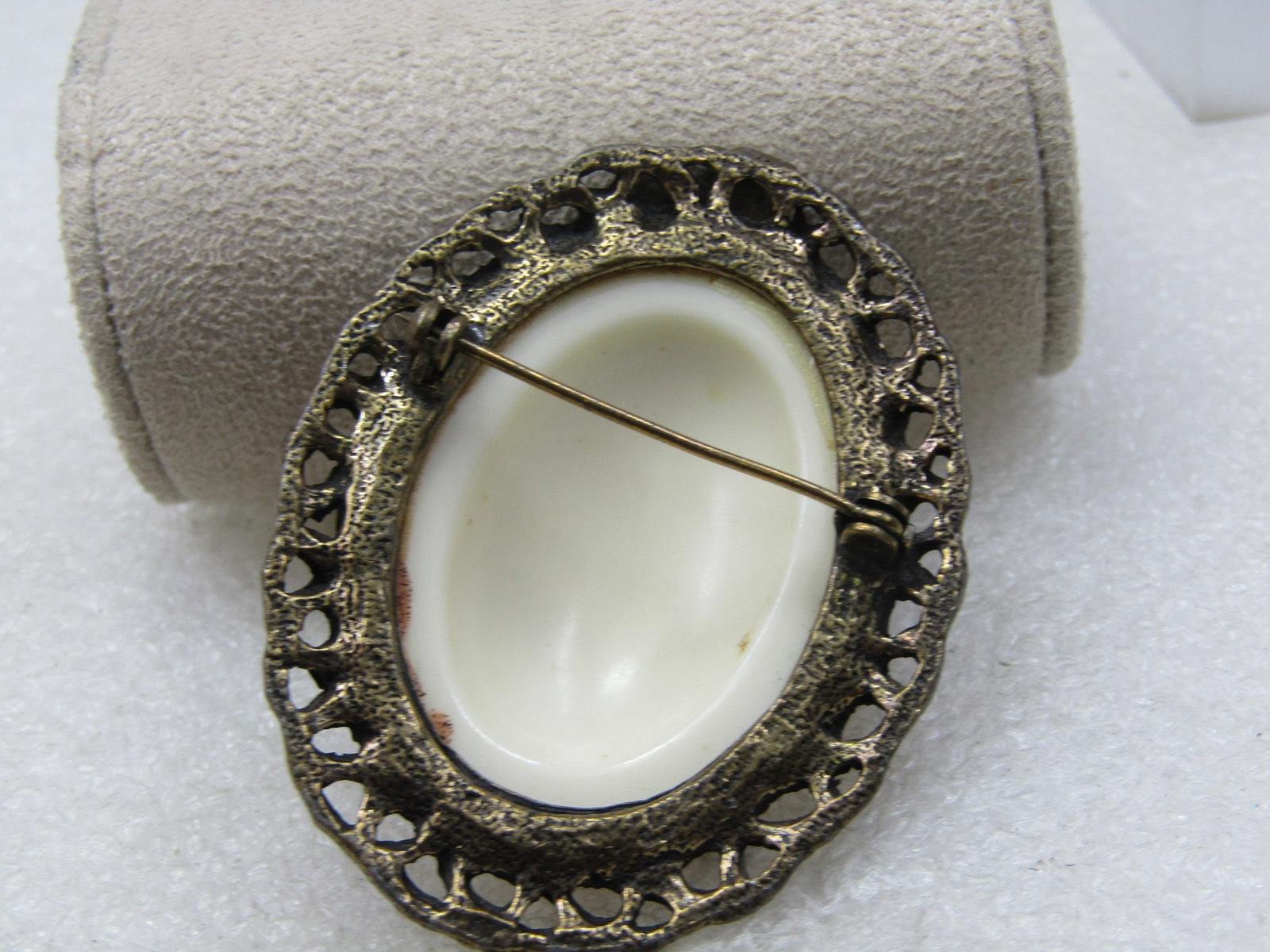 Vintage Cameo Brooch, Gold Tone, 1960's, 2" - 4