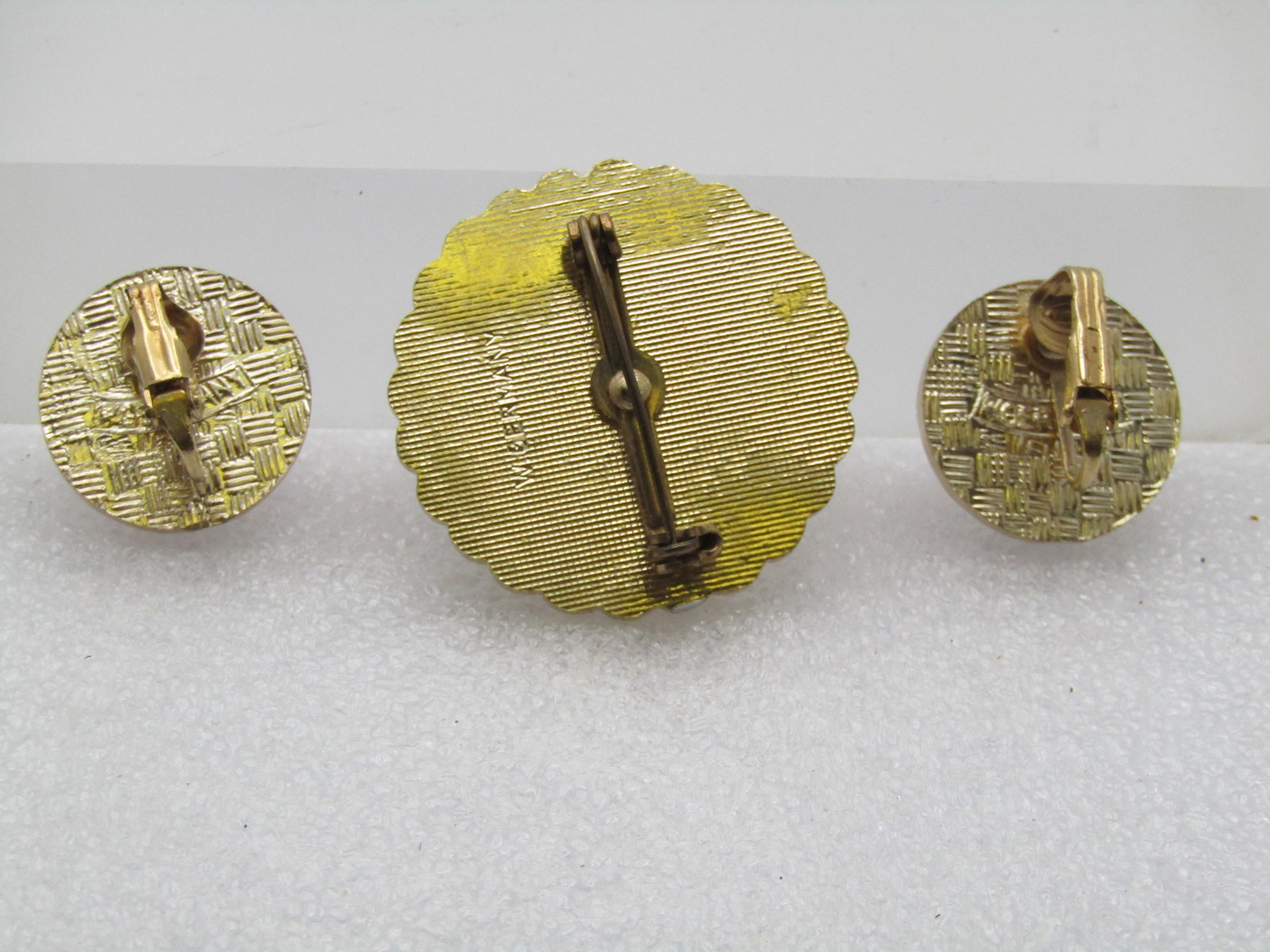 Vintage Cameo Brooch & Earrings Set, Clip, 1950's-1960's, W. Germany. - 7