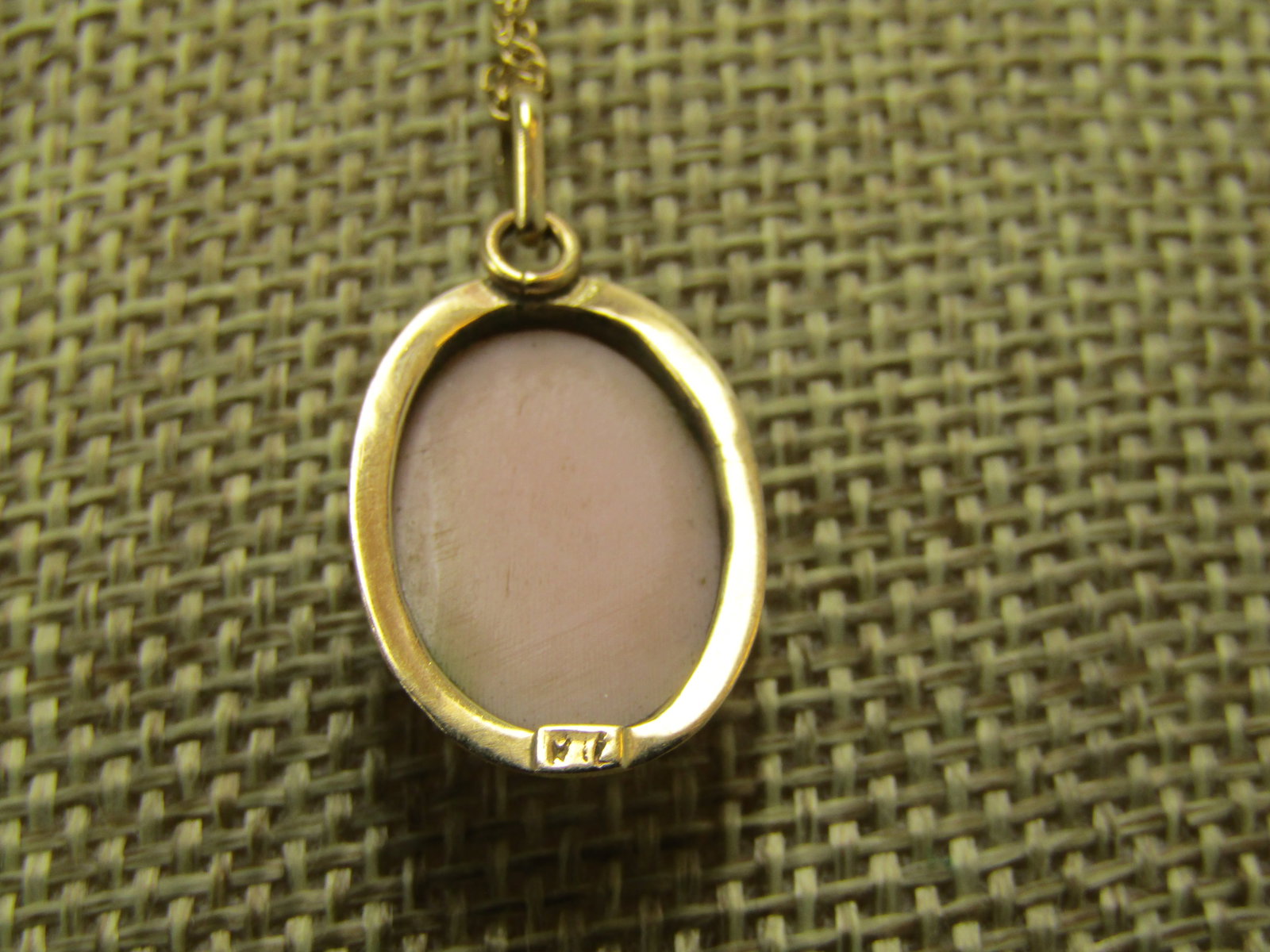 Vintage 14kt Cameo Necklace, 26", Signed A & Z, 1940's - 3