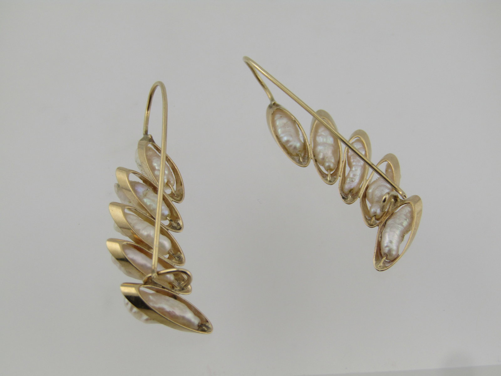 Vintage 14kt Freswater Pearl Stacked Earrings, 1970's-1980's - 4