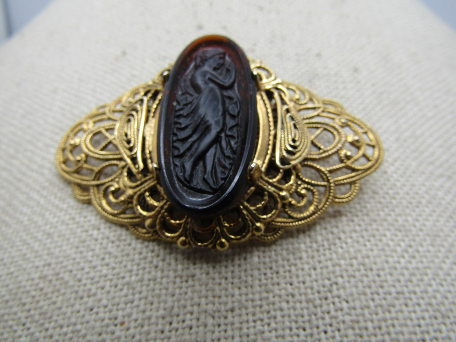 Vintage Freirich Cameo Style Brooch, 1960's, Filigree Tiered - 2