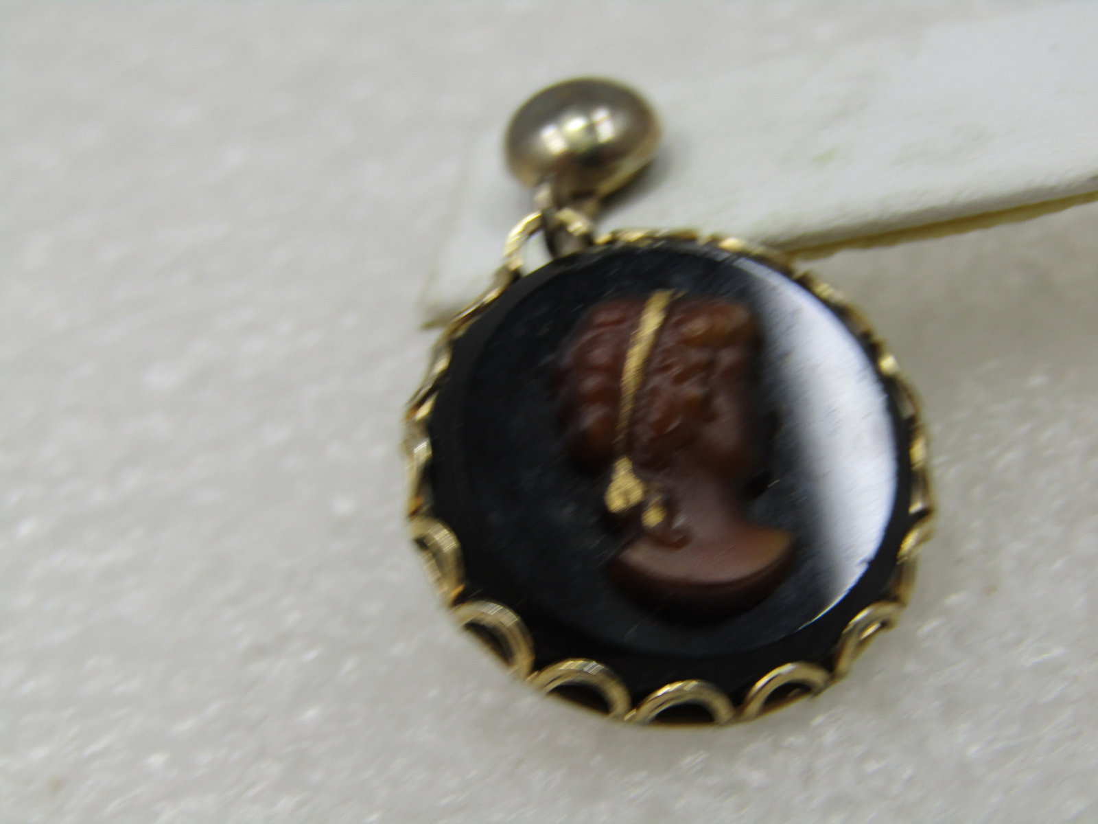 Vintage Cameo Drop Earrings, Clip, Signed Judy Lee - 3