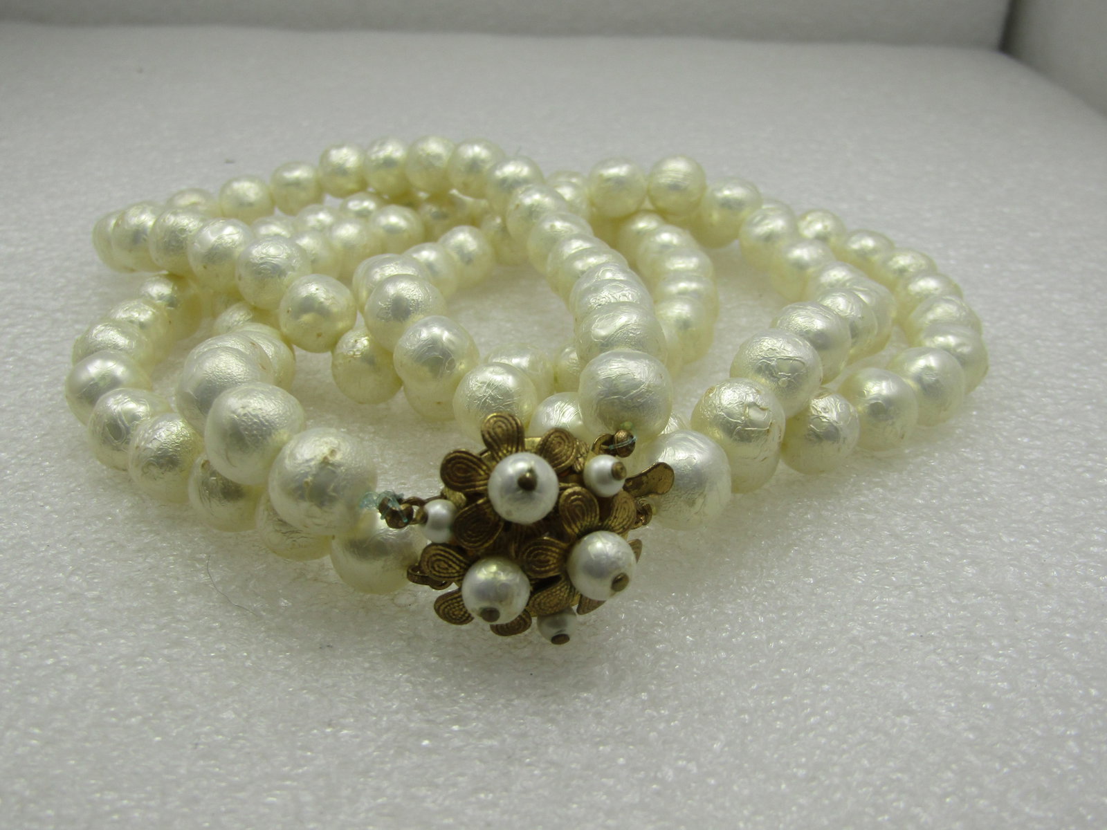 Vintage Faux Baroque Double Strand Pearl Necklace, 20" - 5
