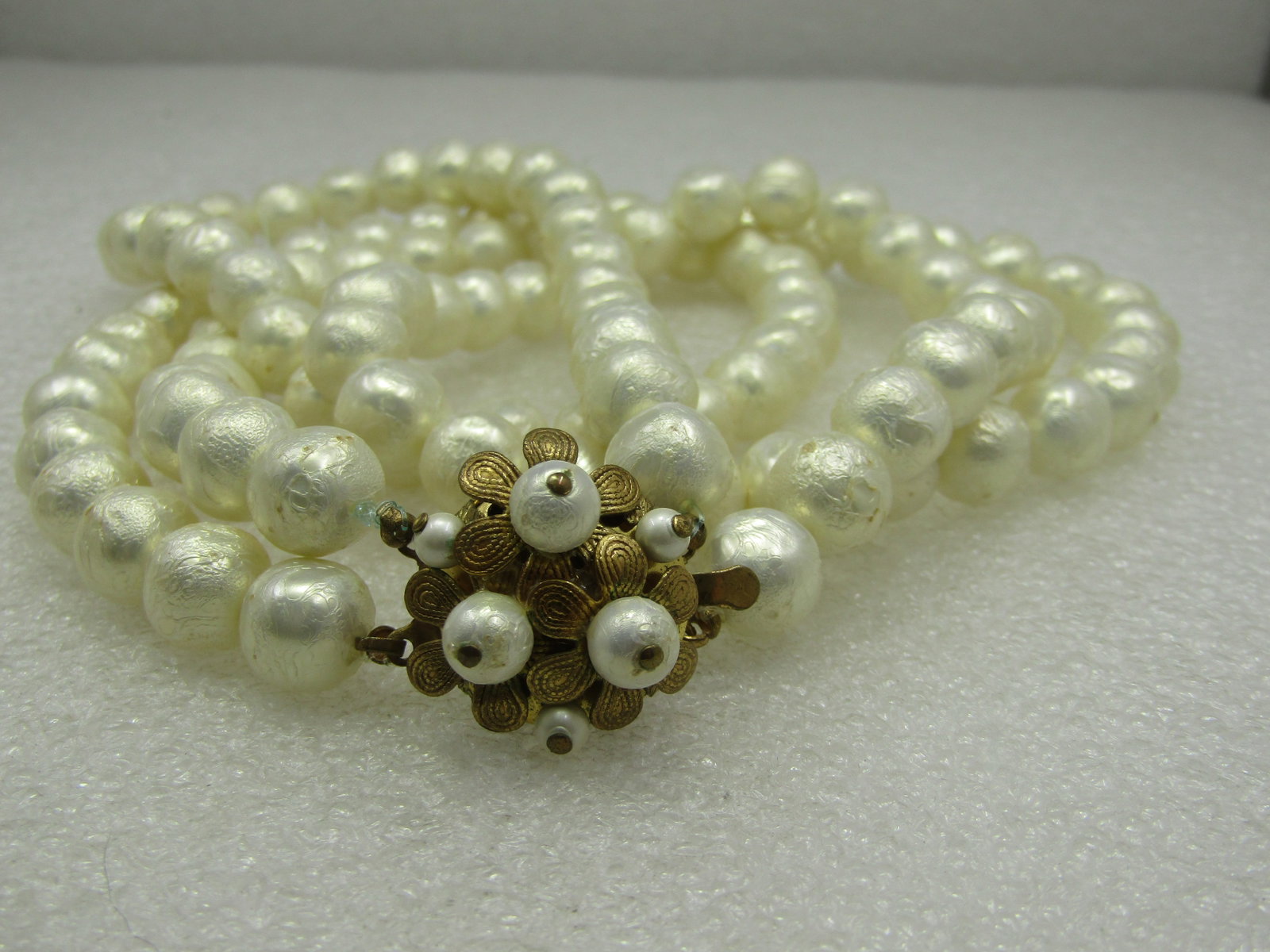 Vintage Faux Baroque Double Strand Pearl Necklace, 20" - 6
