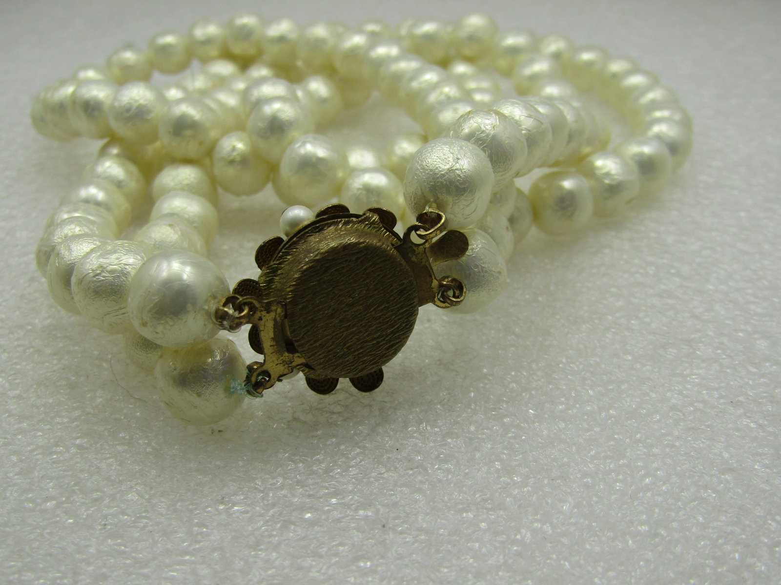 Vintage Faux Baroque Double Strand Pearl Necklace, 20" - 7