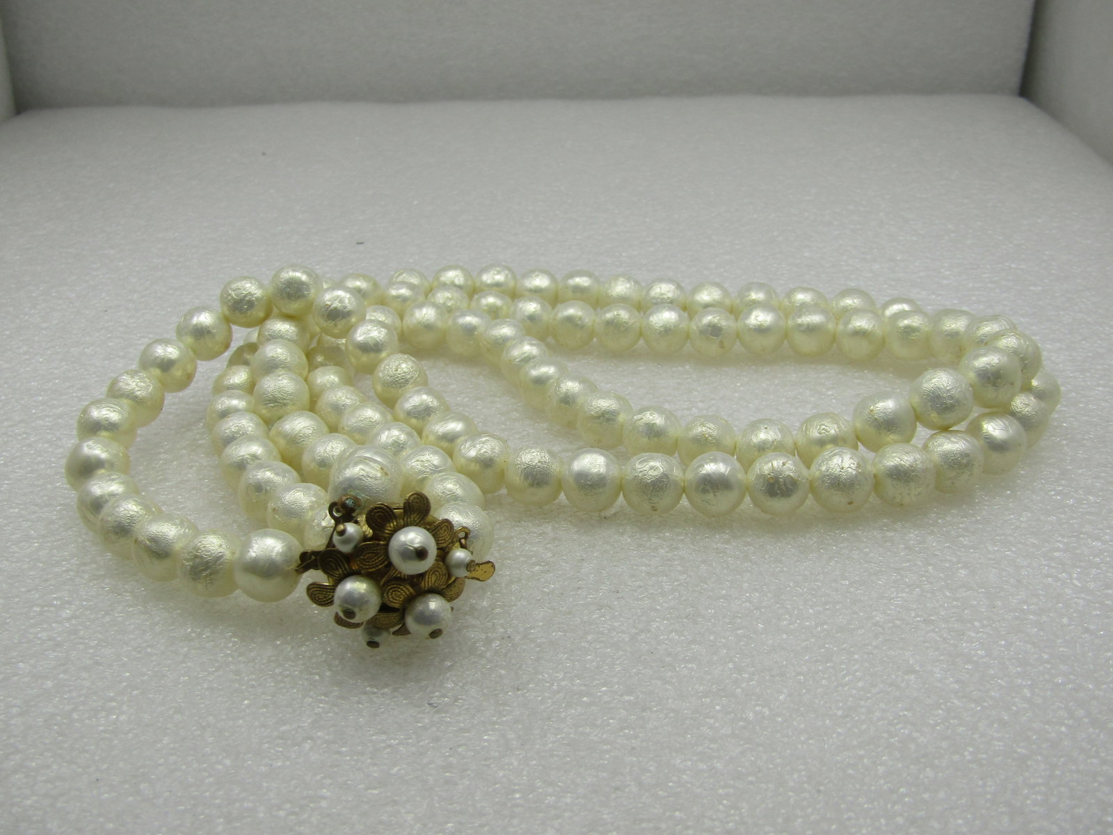 Vintage Faux Baroque Double Strand Pearl Necklace, 20" - 8