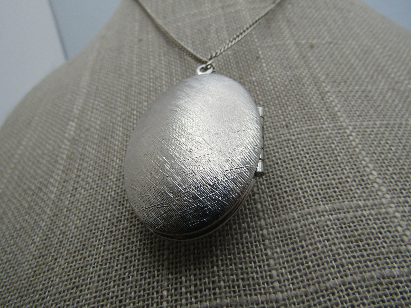 Vintage Hematite Cameo Locket Necklace, 18" , 1960's - 5