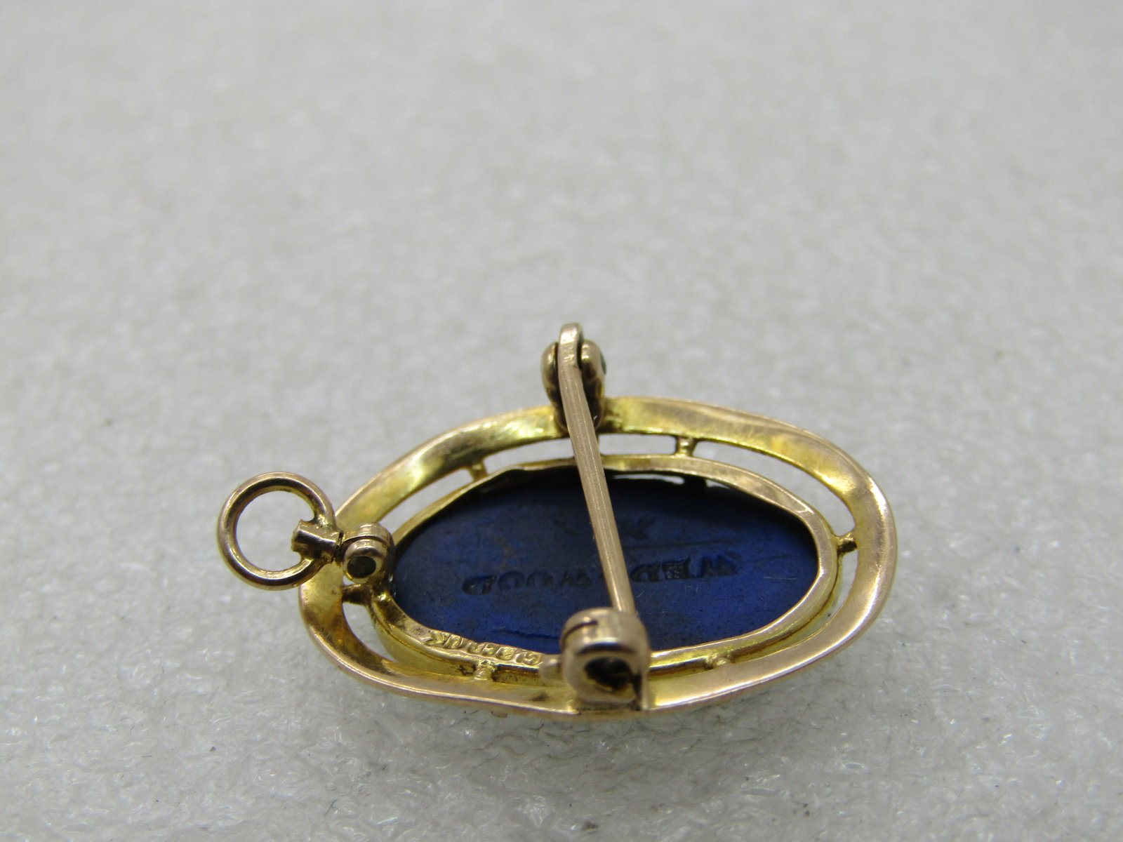 Vintage 10kt Wedgwood Cameo Enameled Brooch Pendant - 5