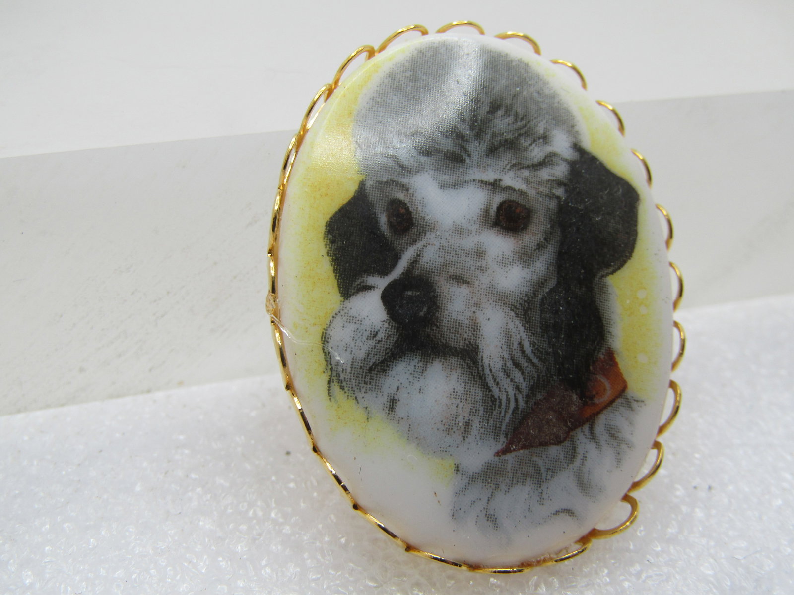 Vintage Poodle/Airdale Cameo Style Brooch, 1960's-1970's - 2