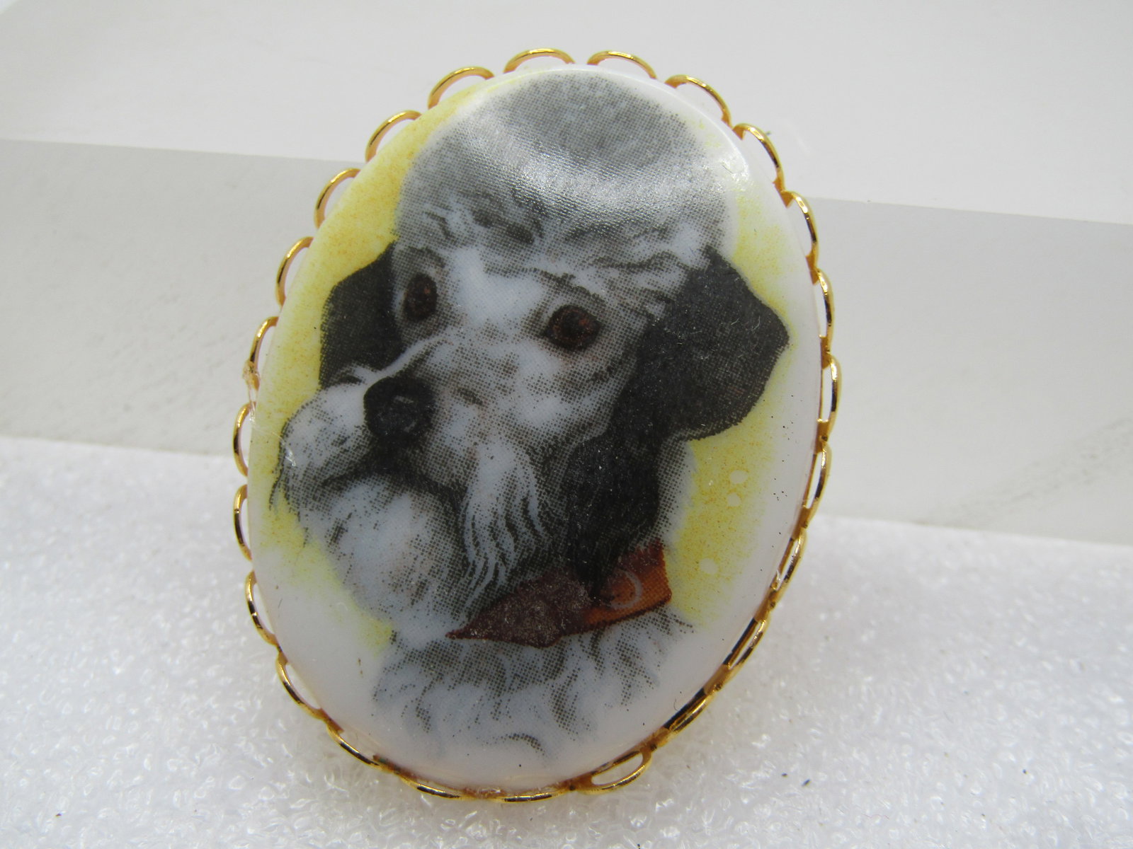 Vintage Poodle/Airdale Cameo Style Brooch, 1960's-1970's - 3