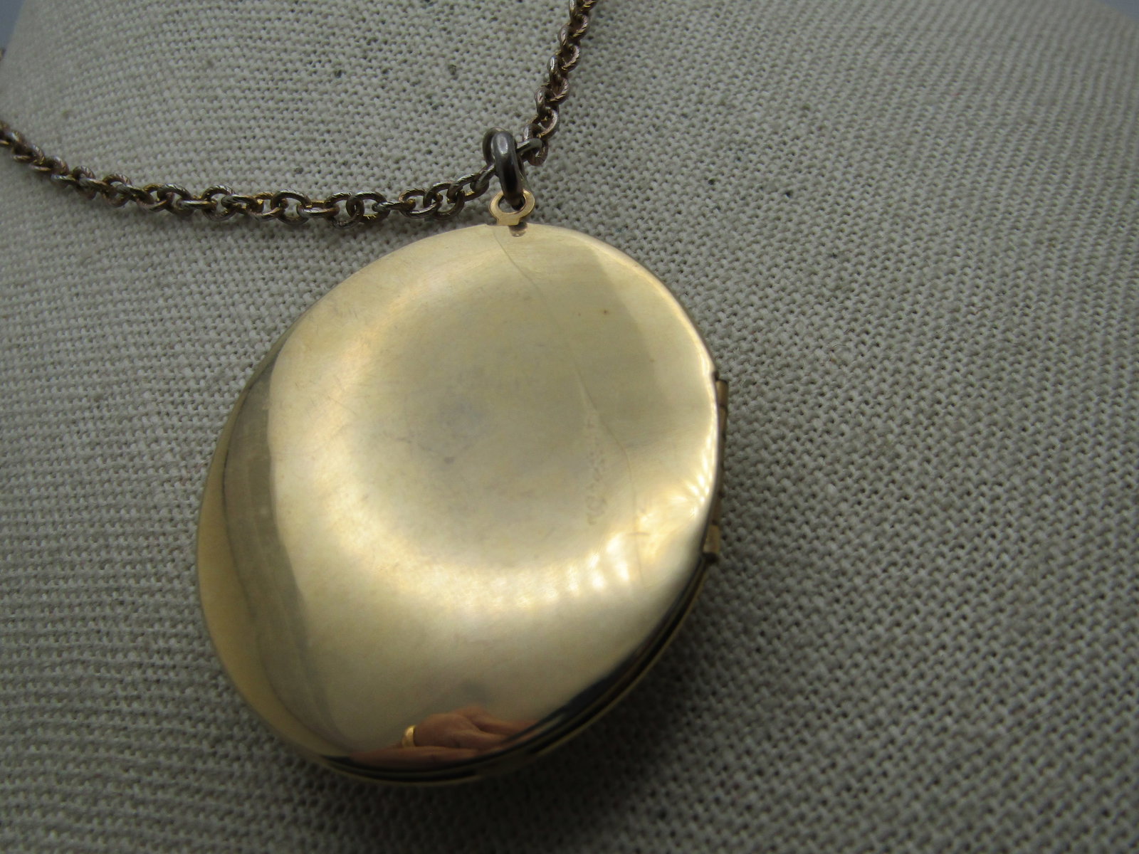 Vintage Floral Cameo Locket Necklace, John Wayne Photos, 22", 1960's-1970's. The cameo is a raised - 3