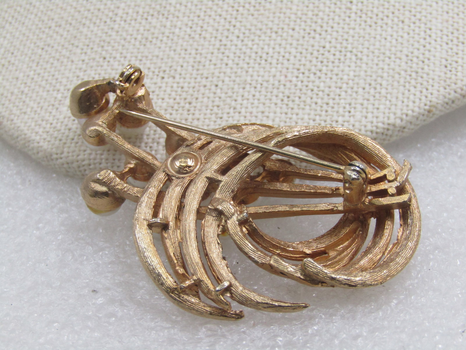 Vintage Faux Pearl Curved Brooch, 1960's, 2.25" - 5
