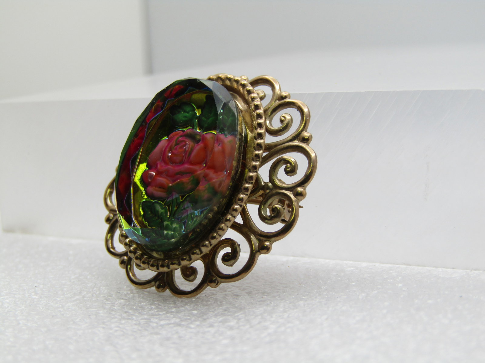 Vintage Reverse Rose Brooch, Cameo Style, 1950's-1960's - 2