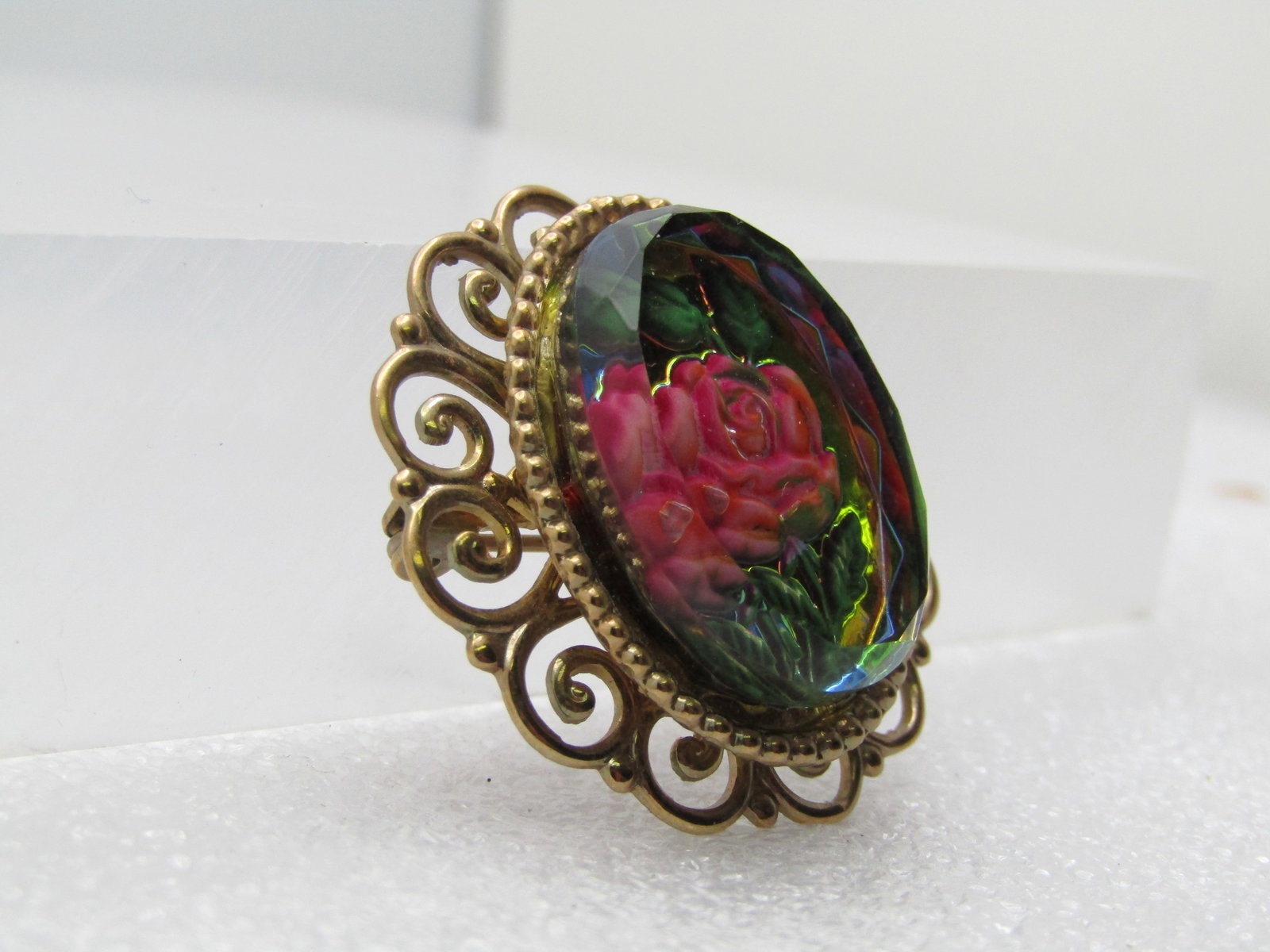 Vintage Reverse Rose Brooch, Cameo Style, 1950's-1960's - 3
