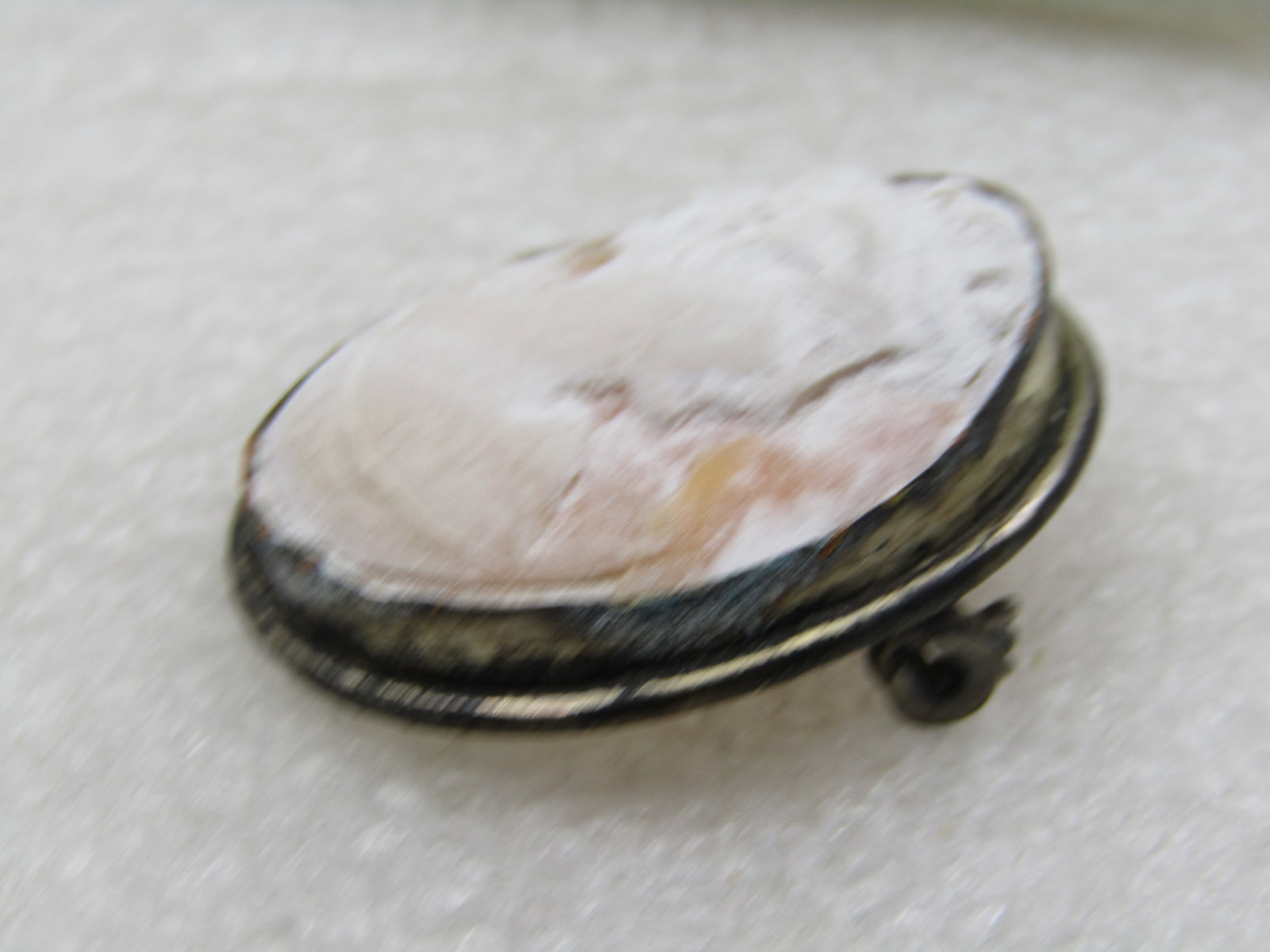Vintage Silver Tone Cameo Brooch Pendant, 1920's-1930's, 1.25" - 4