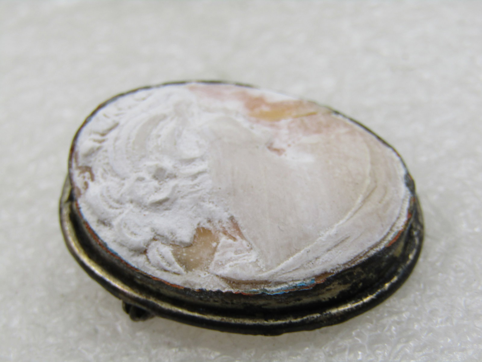 Vintage Silver Tone Cameo Brooch Pendant, 1920's-1930's, 1.25" - 5