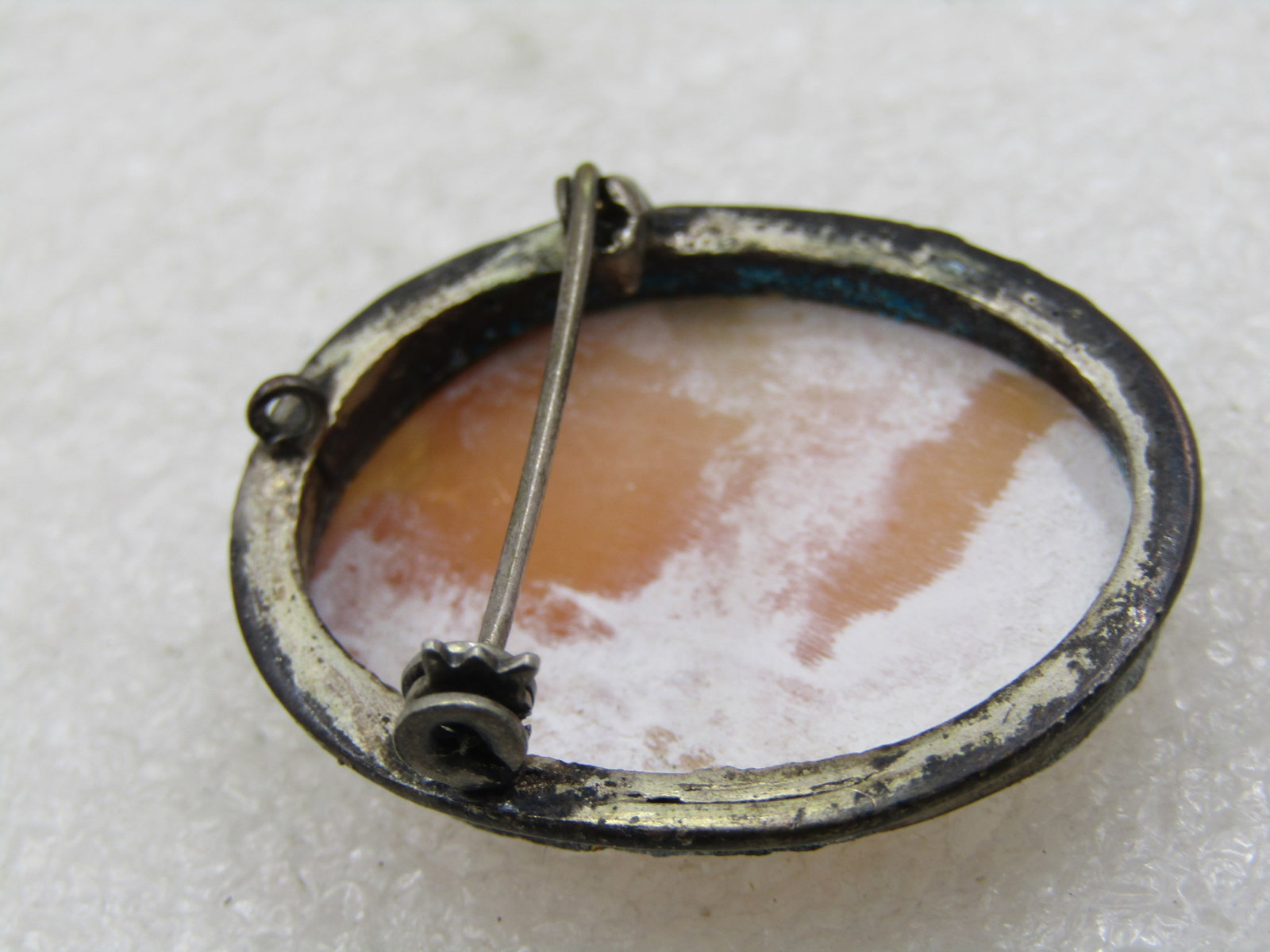 Vintage Silver Tone Cameo Brooch Pendant, 1920's-1930's, 1.25" - 6