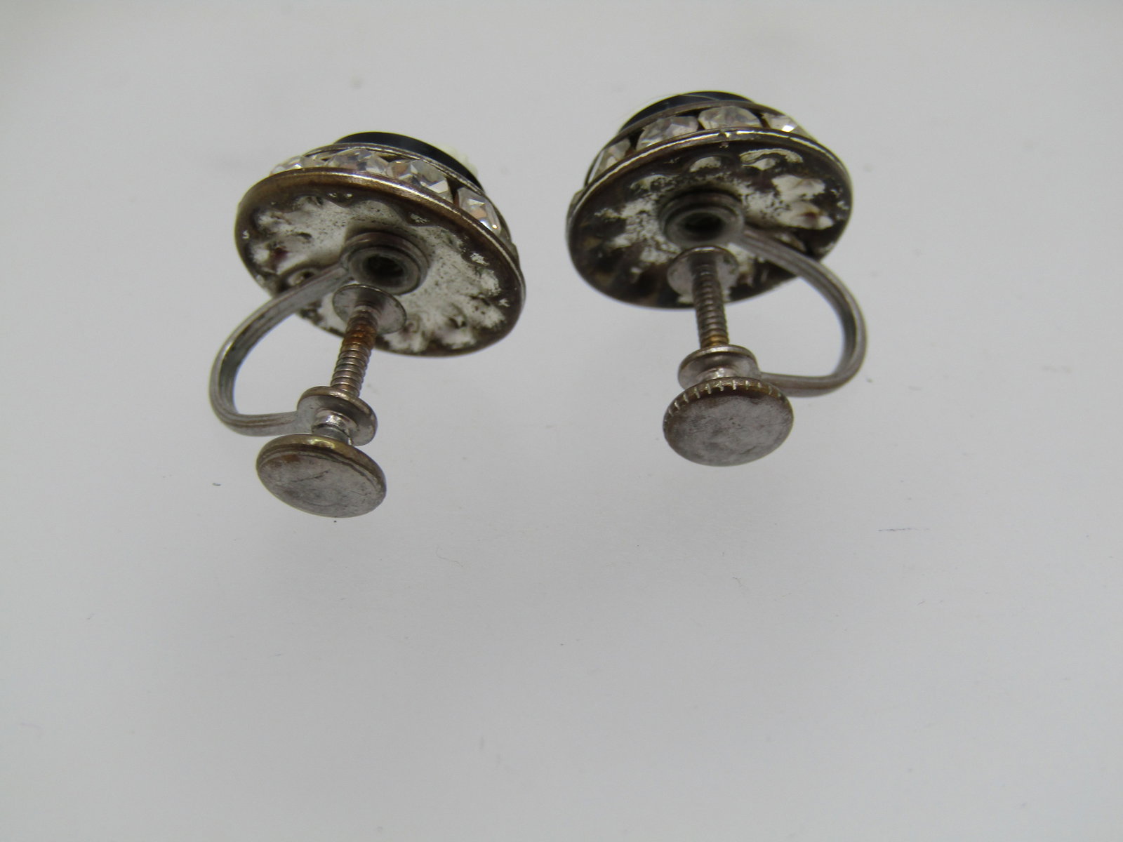 Vintage Rhinestone Cameo Earrings, Screwback, 1950's-1960's - 6