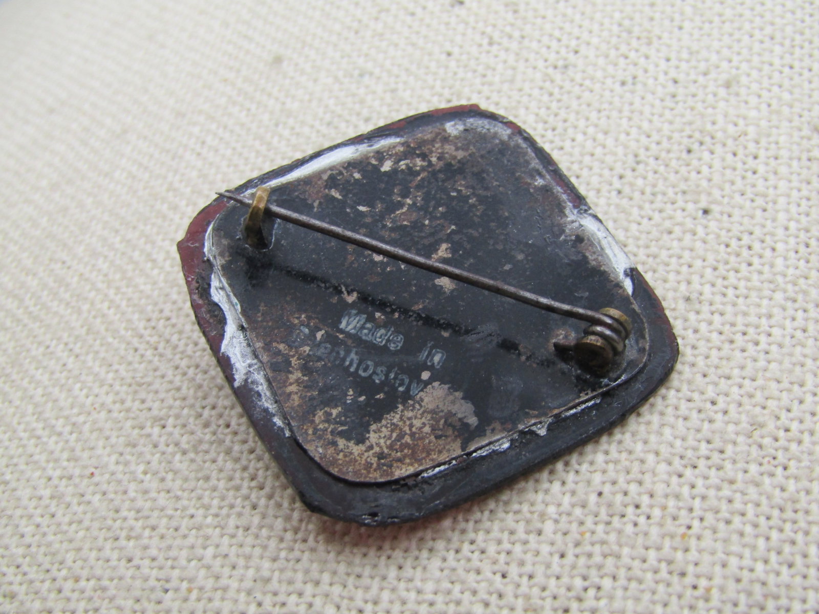 Vintage Czech Amethyst Glass Cameo Brooch, C-Clasp, 1920's - 4