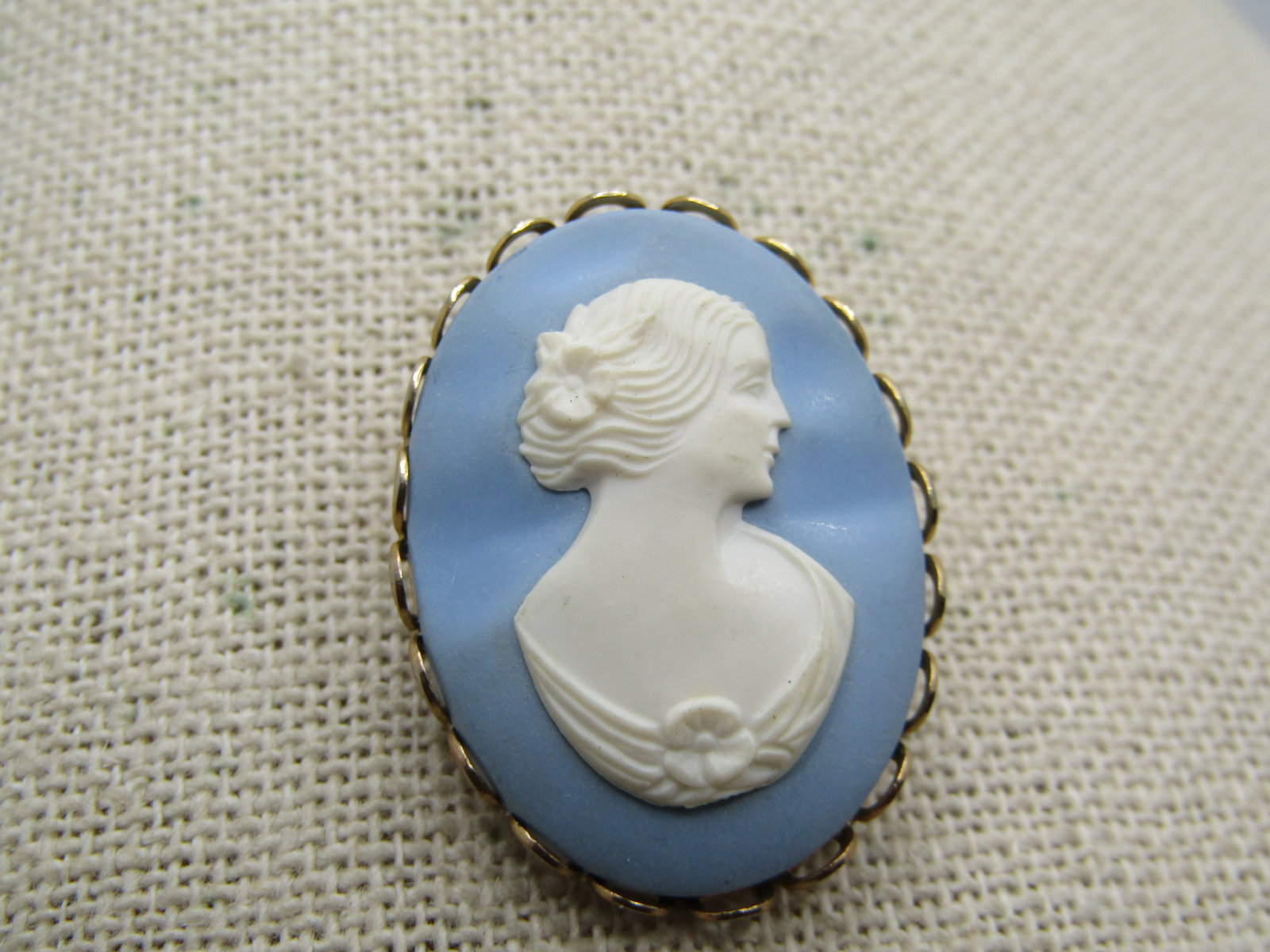 Vintage Faux Jasperware Cameo Brooch, 1960's - 2