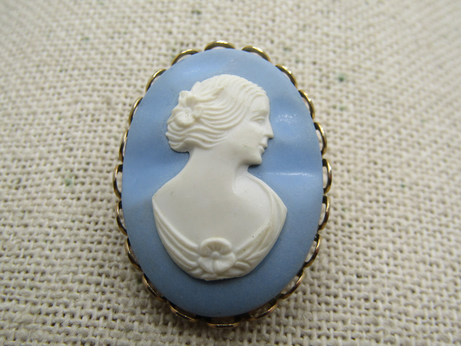 Vintage Faux Jasperware Cameo Brooch, 1960's - 3