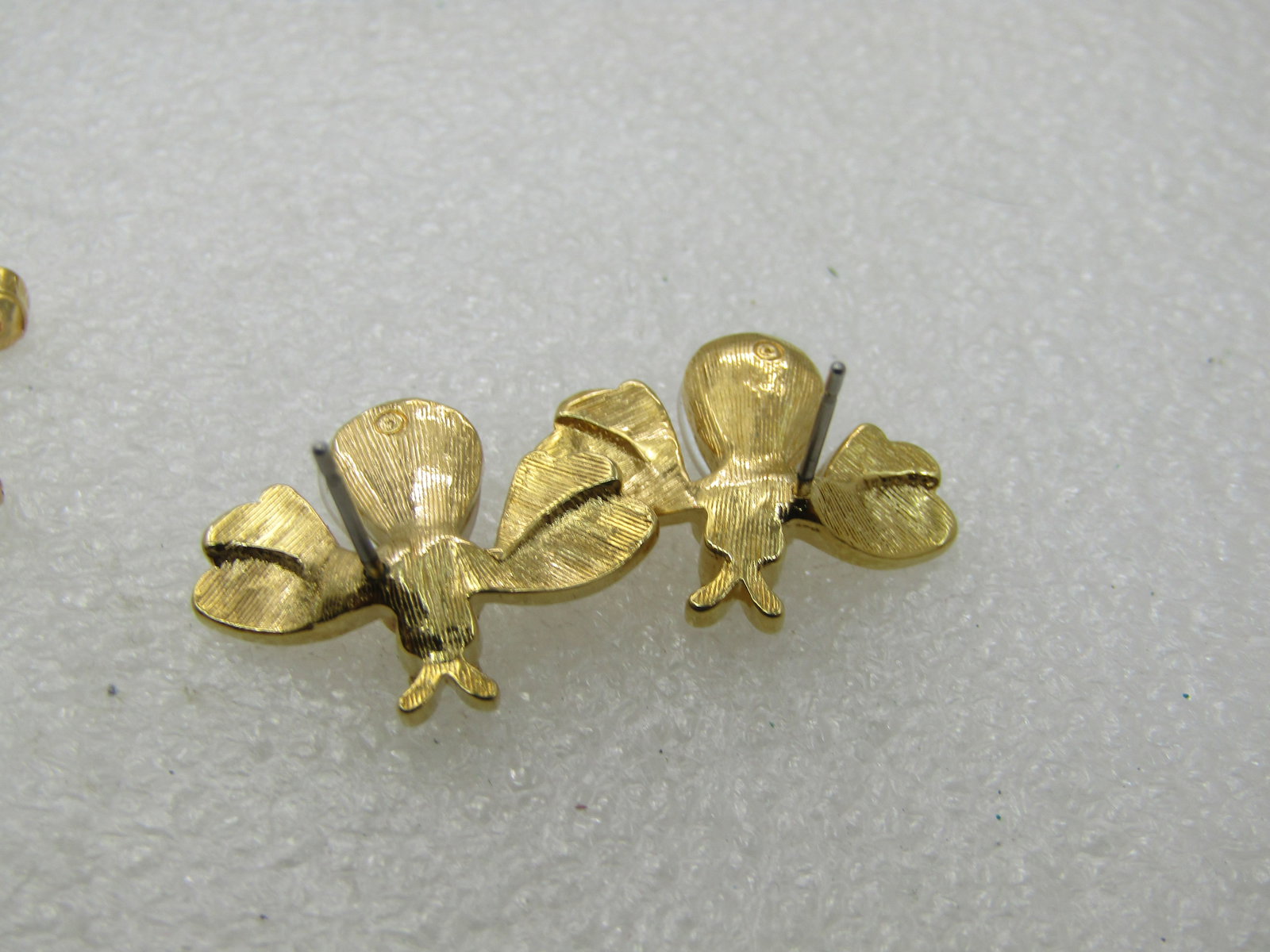 Vintage Faux Pearl Fly Earrings, Pierced, Gold Tone, 3/4" - 6