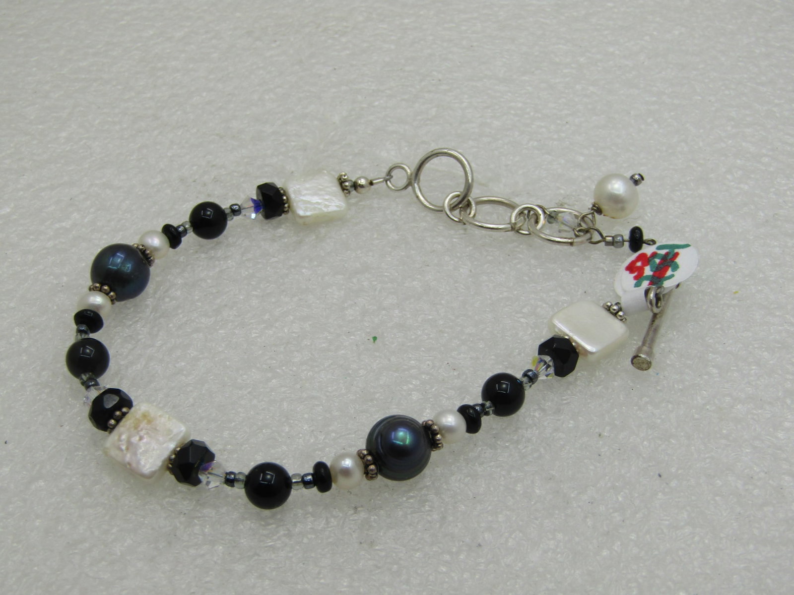 Sterling Silver Tahitian Pearl Bracelet with Freshwater Pearls, 8, Adjustable - 2