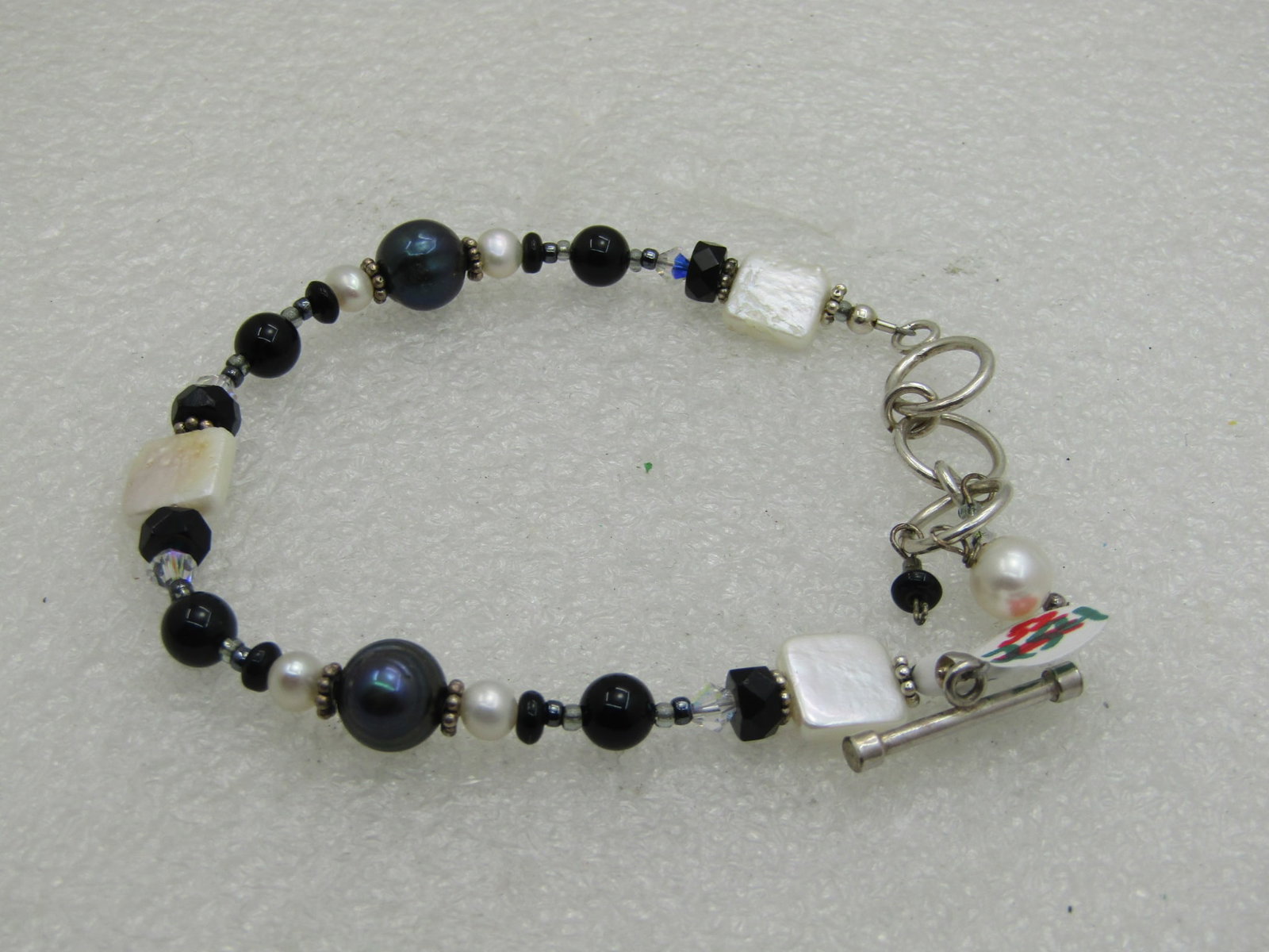 Sterling Silver Tahitian Pearl Bracelet with Freshwater Pearls, 8, Adjustable - 3