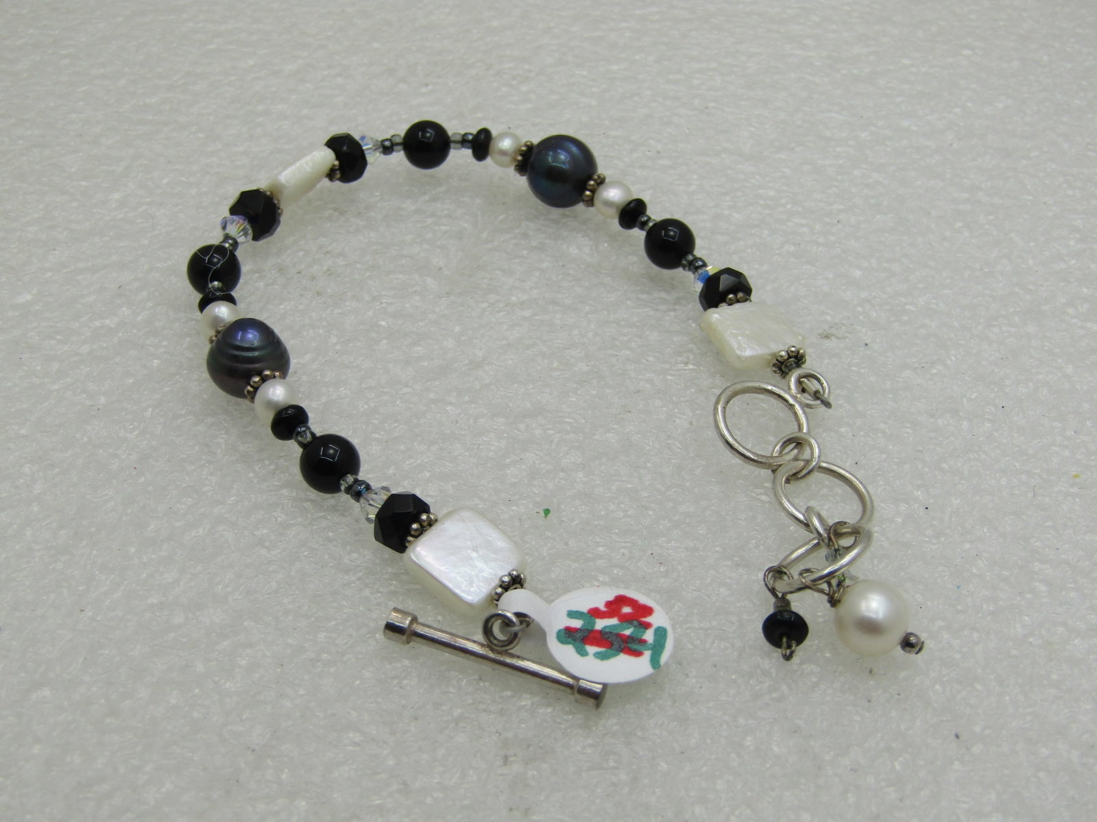 Sterling Silver Tahitian Pearl Bracelet with Freshwater Pearls, 8, Adjustable - 4
