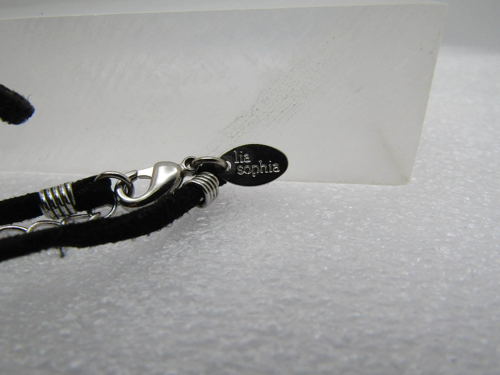 Vintage Black Cameo Necklace, 21" Suede and Beaded, Lia Sophia. 2000's - 5