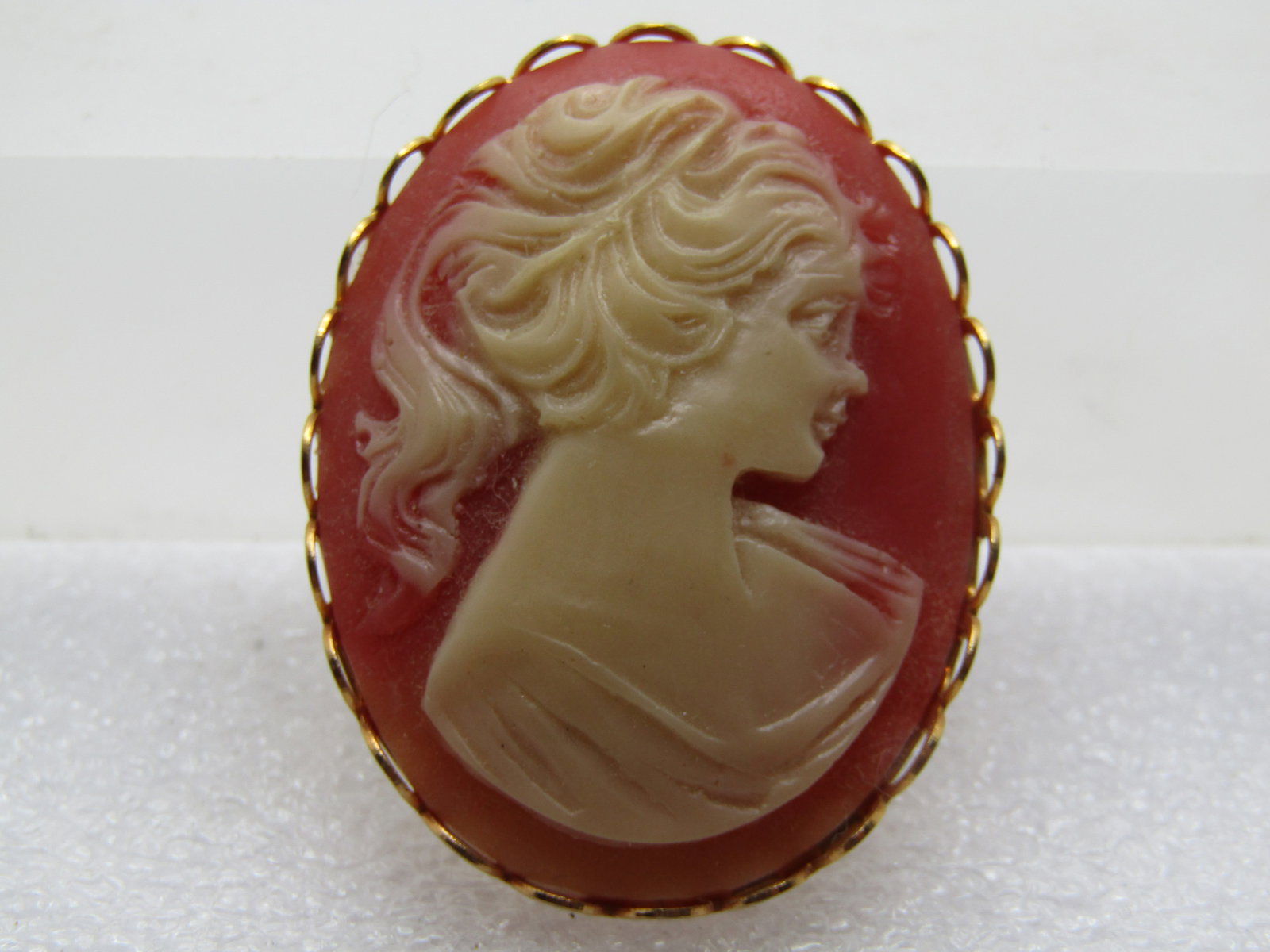 Vintage Cameo Brooch, 1960's, Gold Tone, 1.75" (1 of 4)