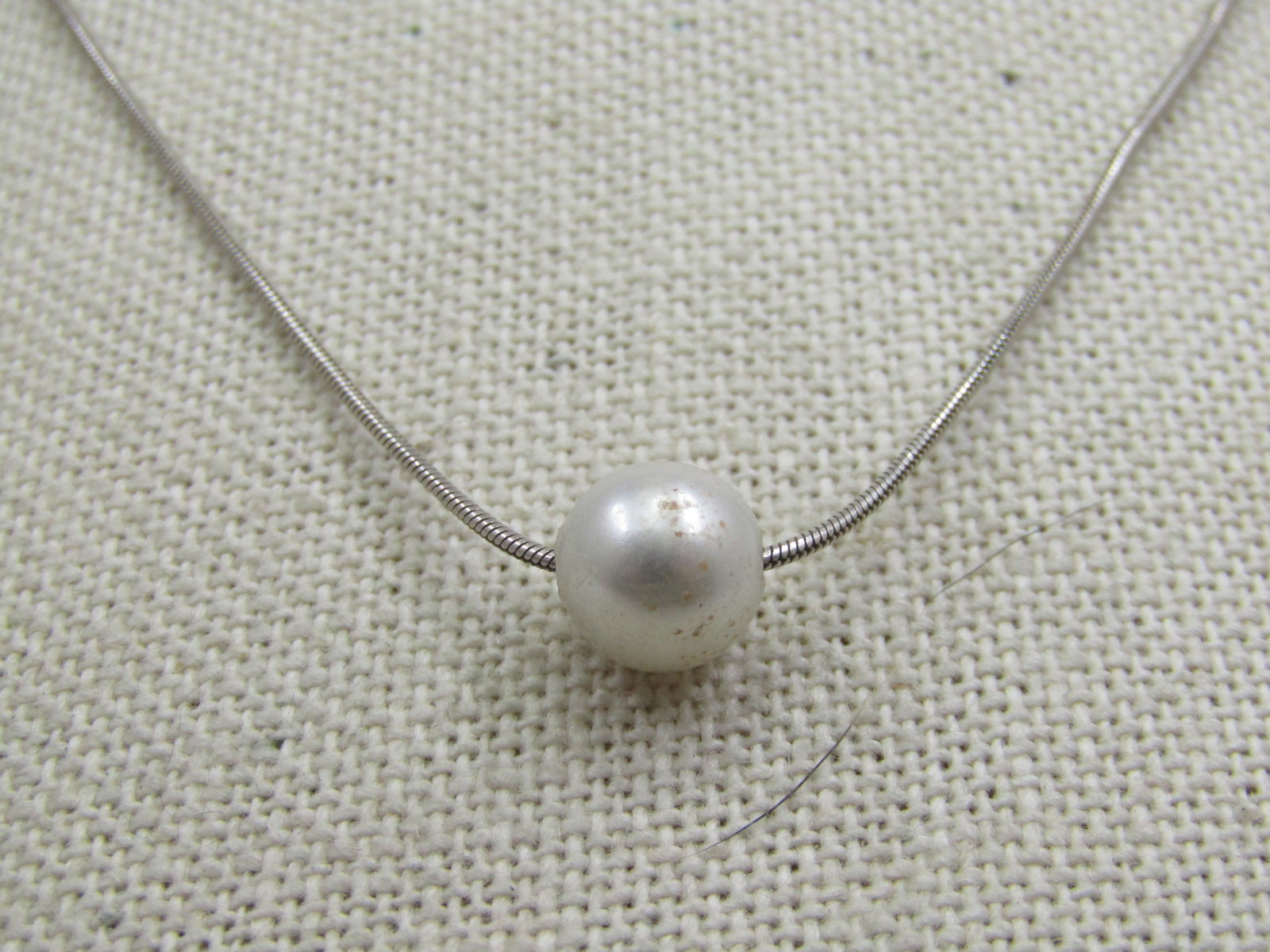 Vintage Sterling Slide Pearl Necklace, 18", Wedding/Prom - 3