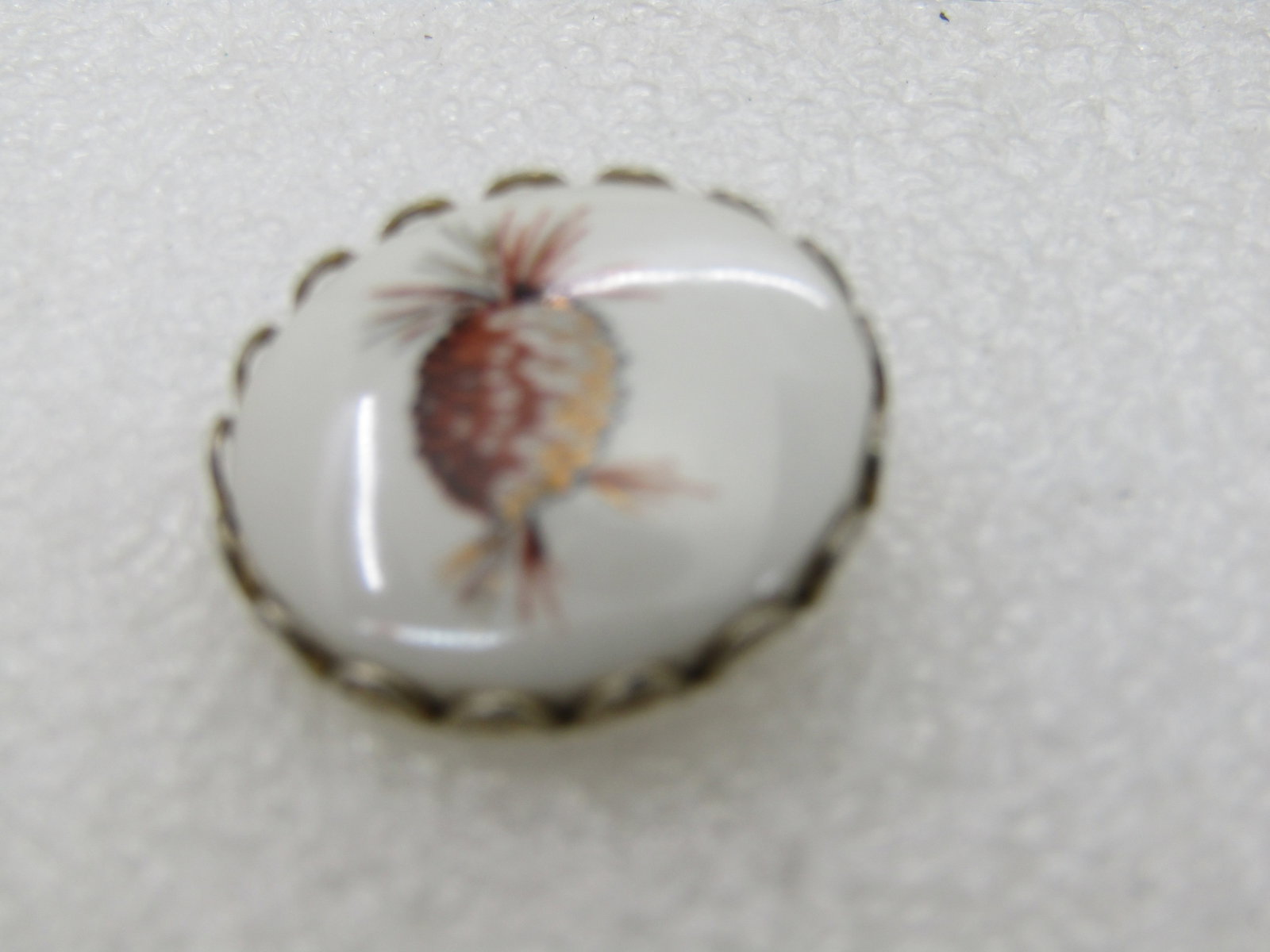 Vintage Painted Pinecone Brooch, 1" Round, - 4