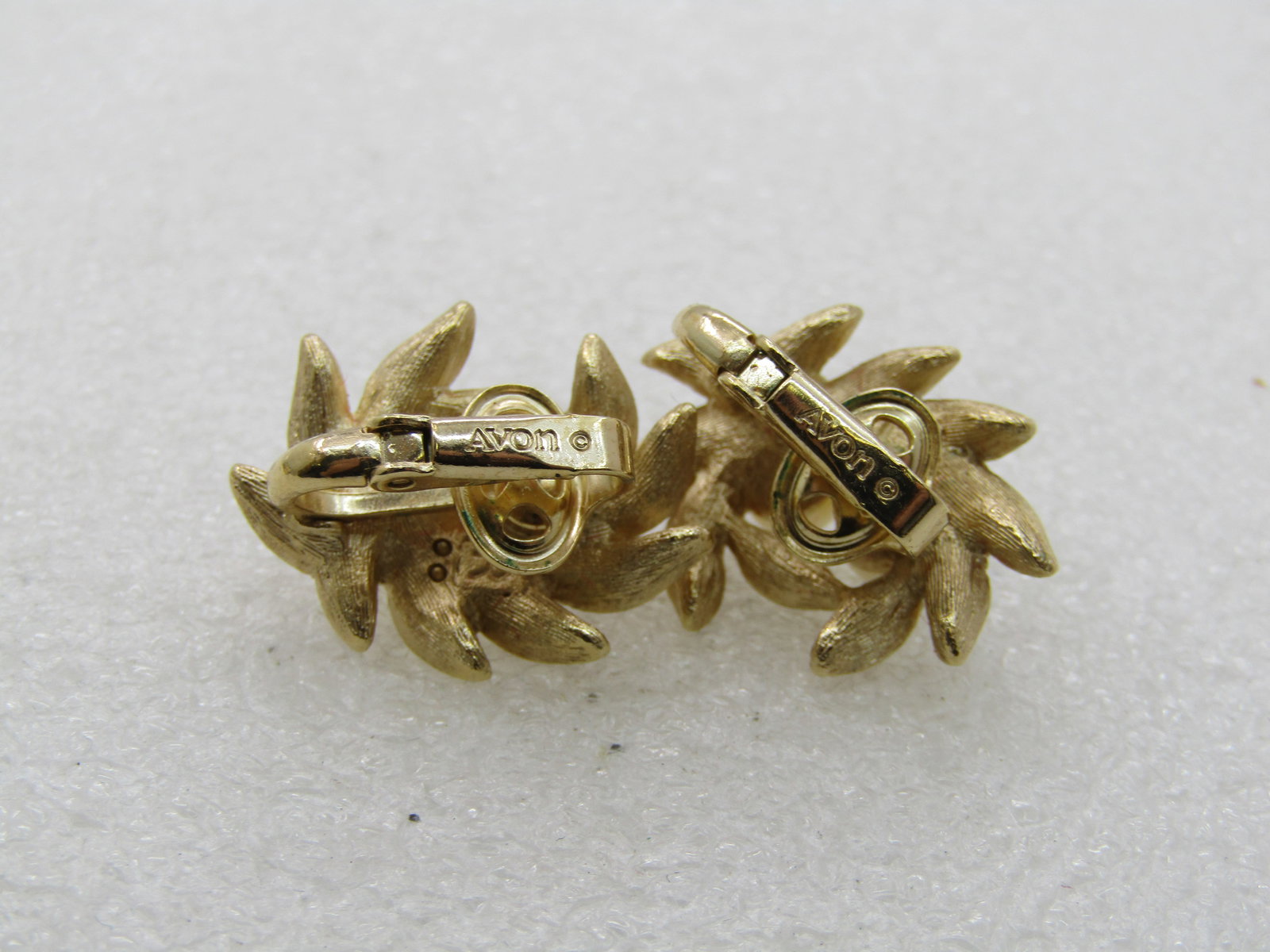 Vintage Avon Faux Pearl Leaf Earrings, Clip - 5