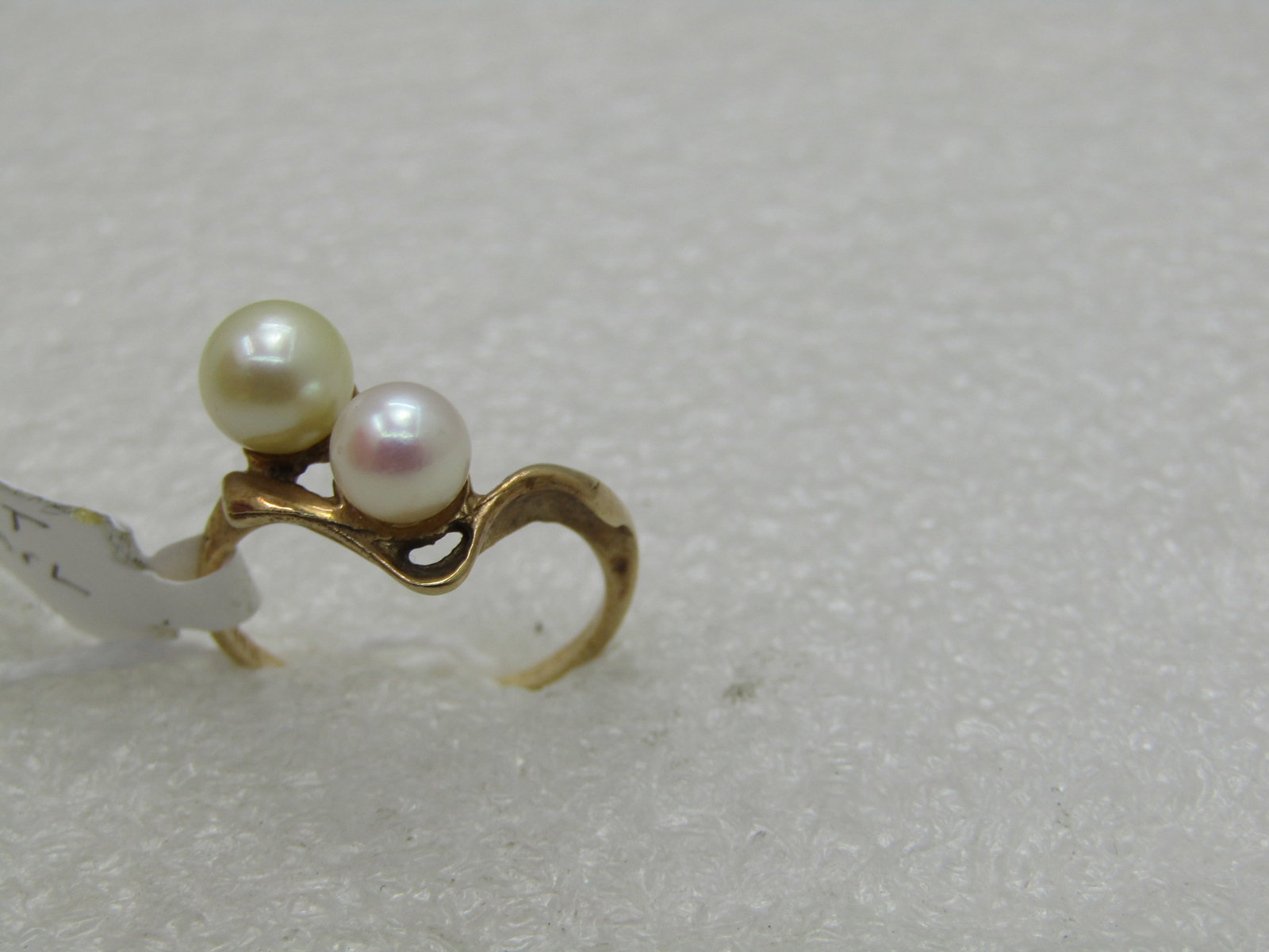 Vintage 10kt Double Pearl Ring, Sz. 7 - 5